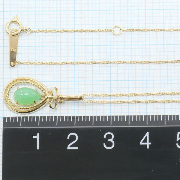 18K Yellow Gold Chrysoprase Necklace for Women - Elegant Green Gemstone Pendant Jewelry Gift for Birthday, Anniversary & Special Occasions