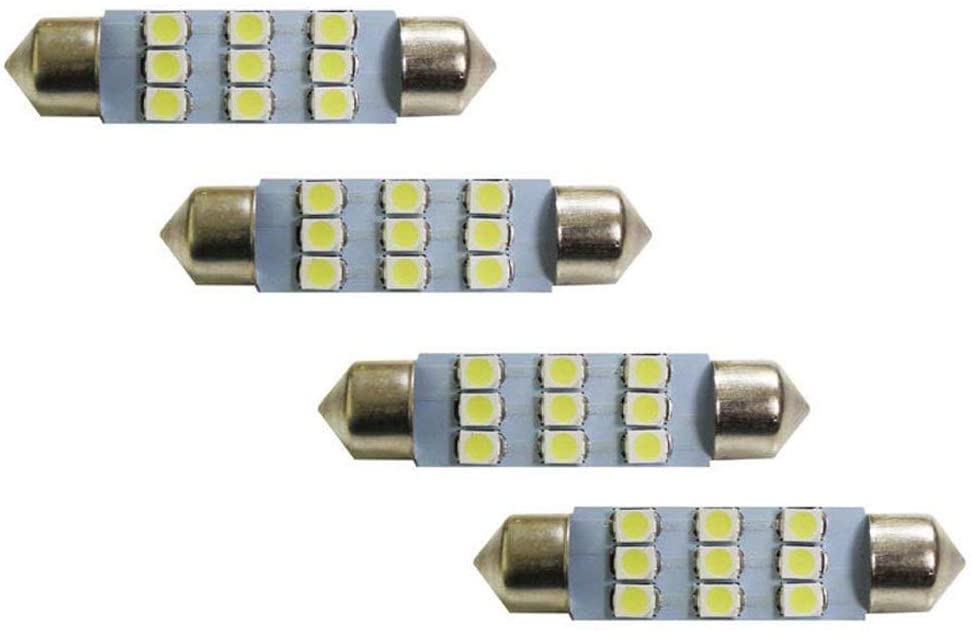 4-Pack Cool White 9 SMD 42mm 578 211-2 LED Bulbs - Super Bright Interior Dome & Map Lights Replacement for Cars, Trucks, SUVs - Perfect for Night Driving and Cabin Illumination
