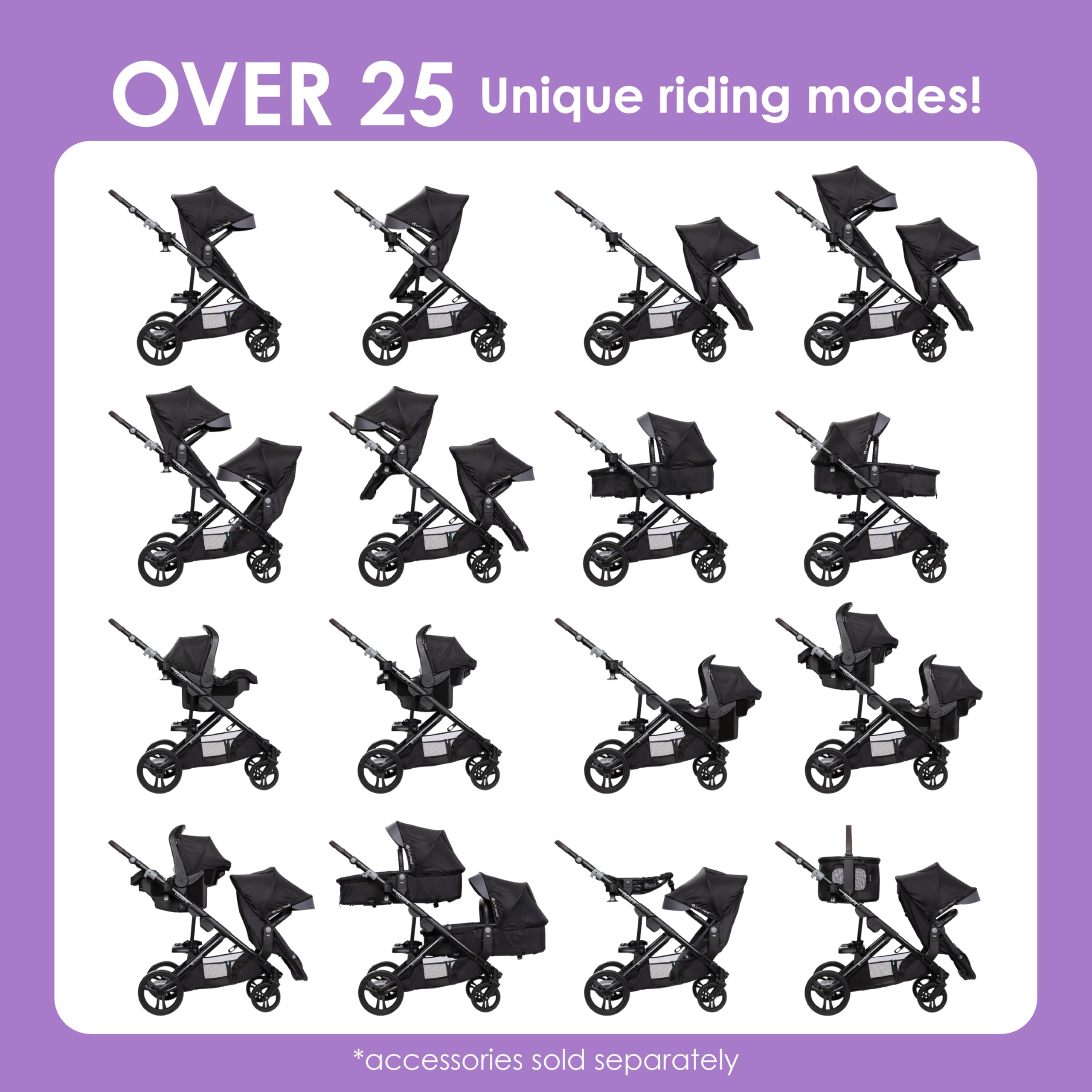 Baby Trend Morph Single to Double Modular Stroller - Convertible Lightweight Stroller for Twins or Infant, Dash Grey | Perfect for Travel, Shopping & Daily Walks