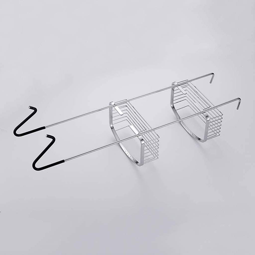 Stainless Steel Wall Mounted Bathroom Shower Rack - Double Hanging Basket for Glass Door, Multifunctional Storage Organizer for Shampoo, Soap & Towels - Perfect for Small Bathrooms & Showers