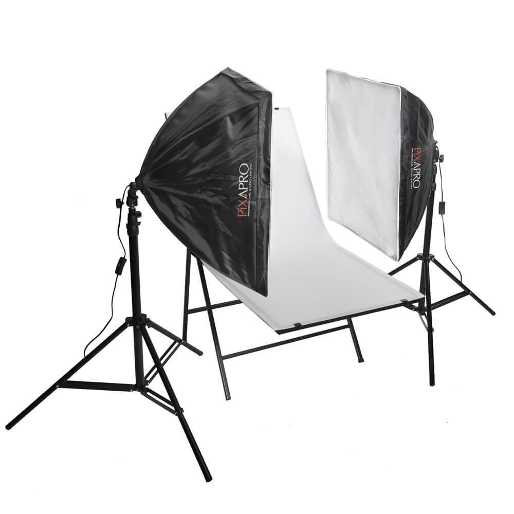 EzyLite Softbox Twin Head Continuous Lighting Kit (105W Bulbs) with 60x100cm Photography Table - Perfect for Product Photography, YouTube Videos & Studio Lighting Setup