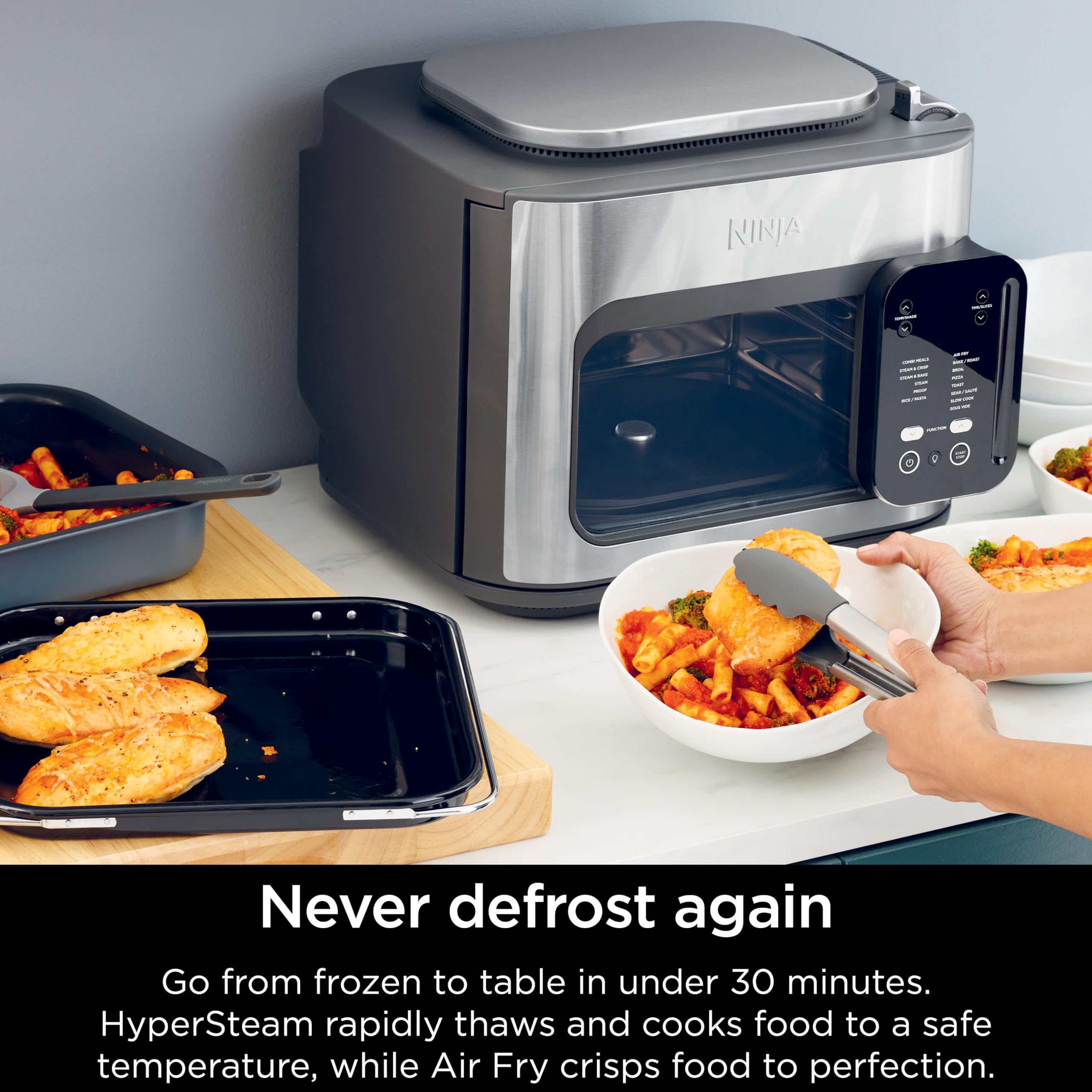 Ninja Combi All-in-One Multicooker 14-in-1 Functions - Air Fryer, Oven, Slow Cooker, Bake, Roast & More | 15-Minute Meals | Includes 3 Stainless Steel Accessories | Perfect for Quick Family Dinners, Meal Prep & Healthy Cooking