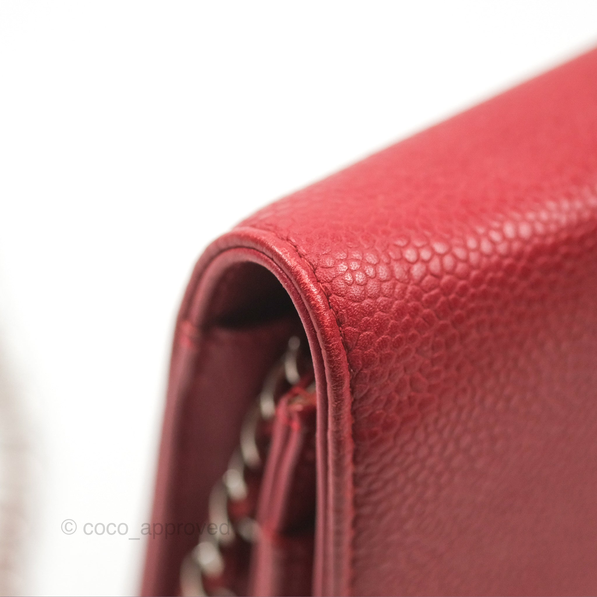 Chanel CC Wallet On Chain WOC Crossbody Bag - Red Caviar Leather with Silver Hardware | Perfect for Evening Events, Parties & Date Nights