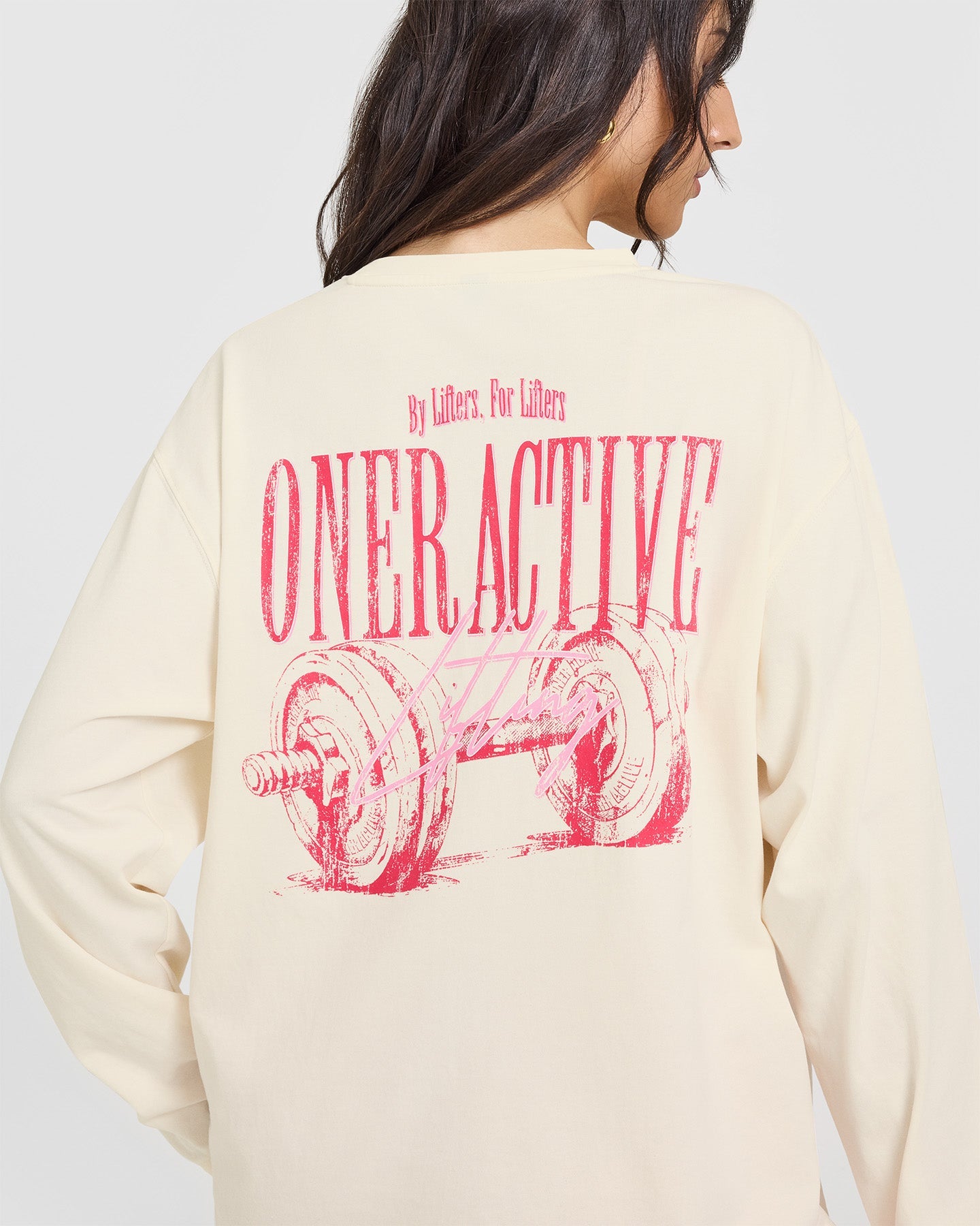 Oner Graphic Washed Long Sleeve T-Shirt for Women - Vintage Style Cotton Top | Off White | Casual Wear, Street Style, Everyday Outfit