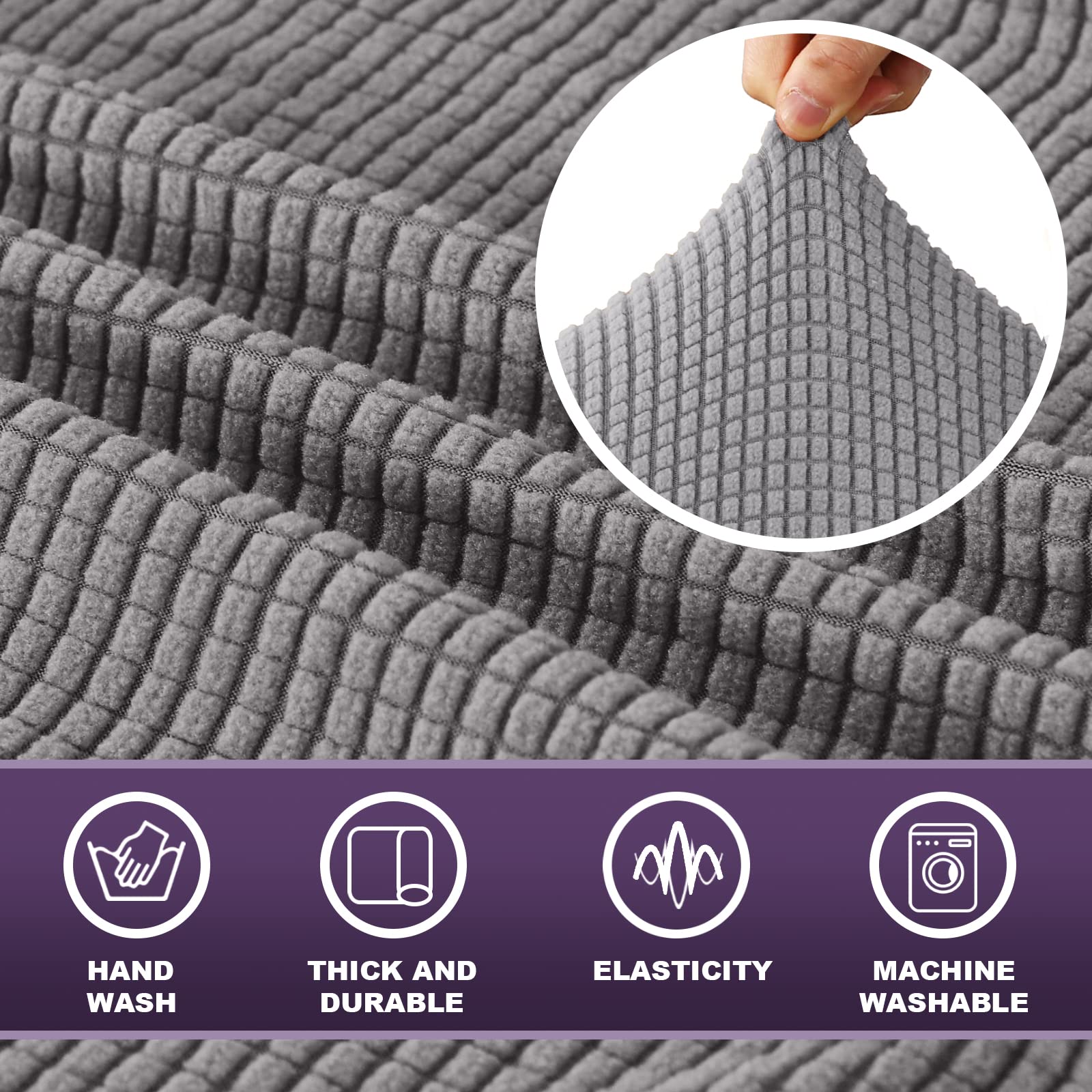 Stretch Sofa Slipcover - Washable Non-Slip Couch Cover with Elastic Bottom, Furniture Protector for Pets (Oversized, Light Grey) | Perfect for Living Room, Family Gatherings & Pet-Friendly Homes
