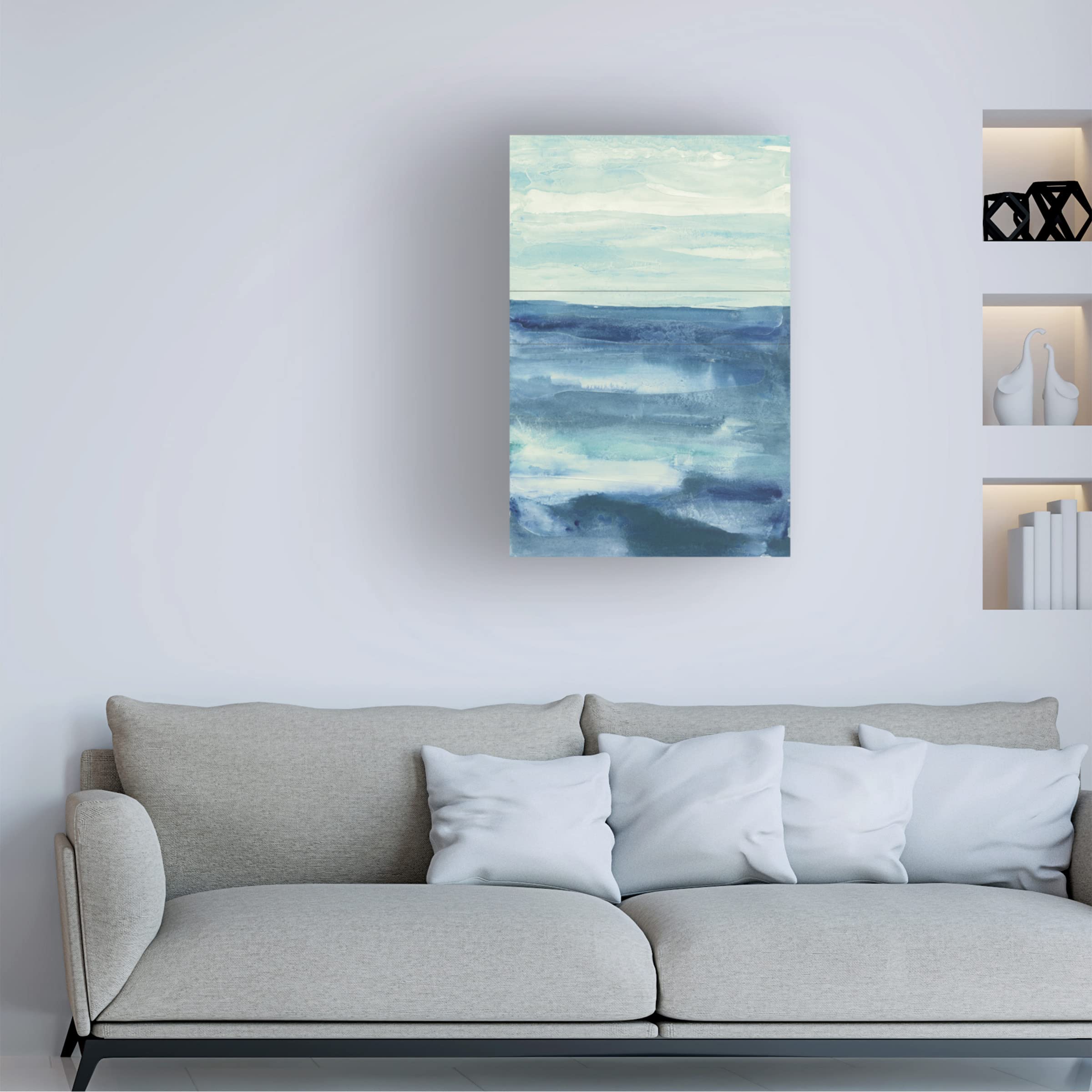 Trademark Fine Art 'Lost in Blue' Canvas Wall Art by Chris Paschke - Modern Abstract Ocean Painting for Living Room, Bedroom & Office Decor