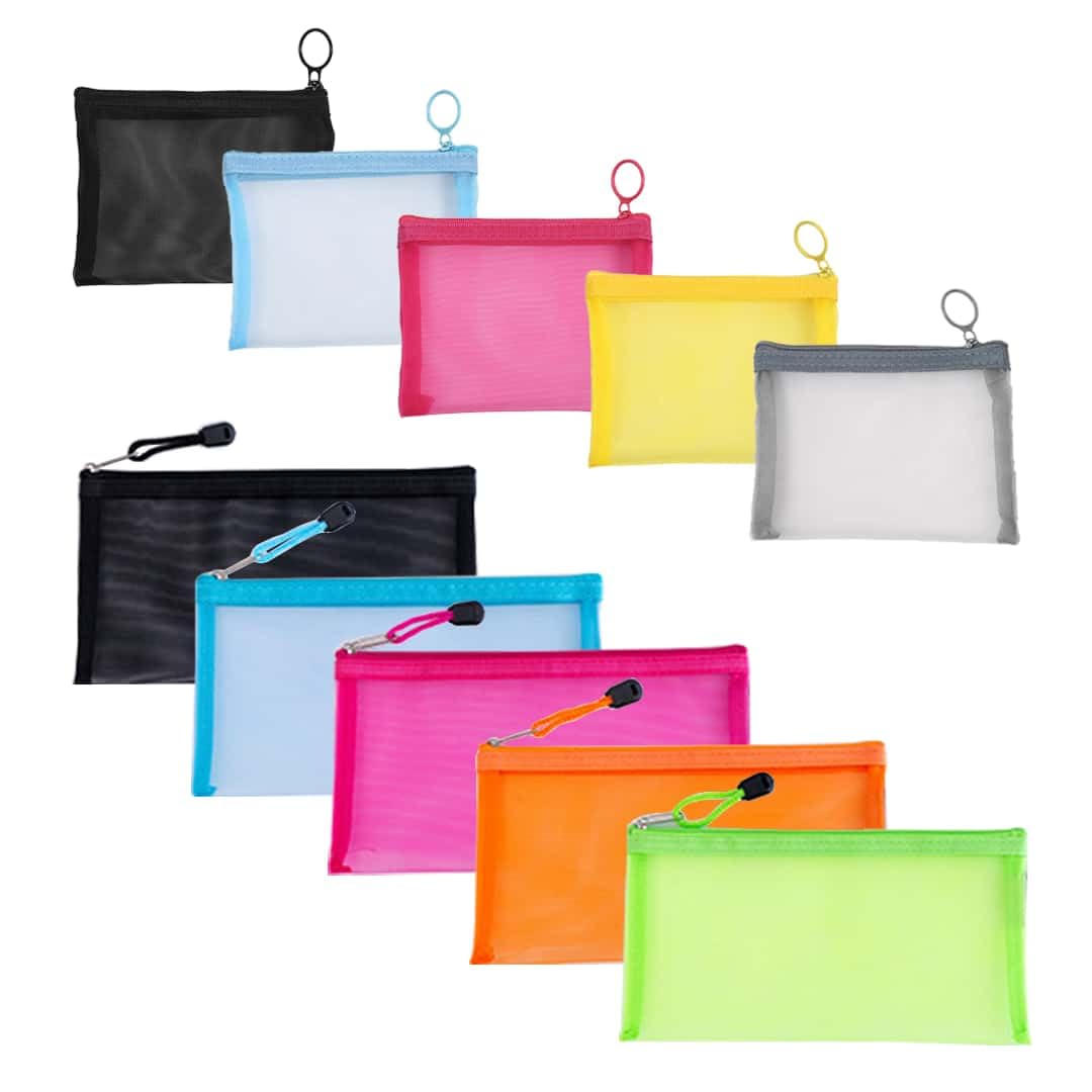 5 Pack Small Zipper Pouch & 5 Pack Mesh Pencil Pouches - Mini Organizer Bags for Purse, Travel, Toiletries, Diapers & School Supplies | Compact Storage for Cosmetics, Stationery & Essentials