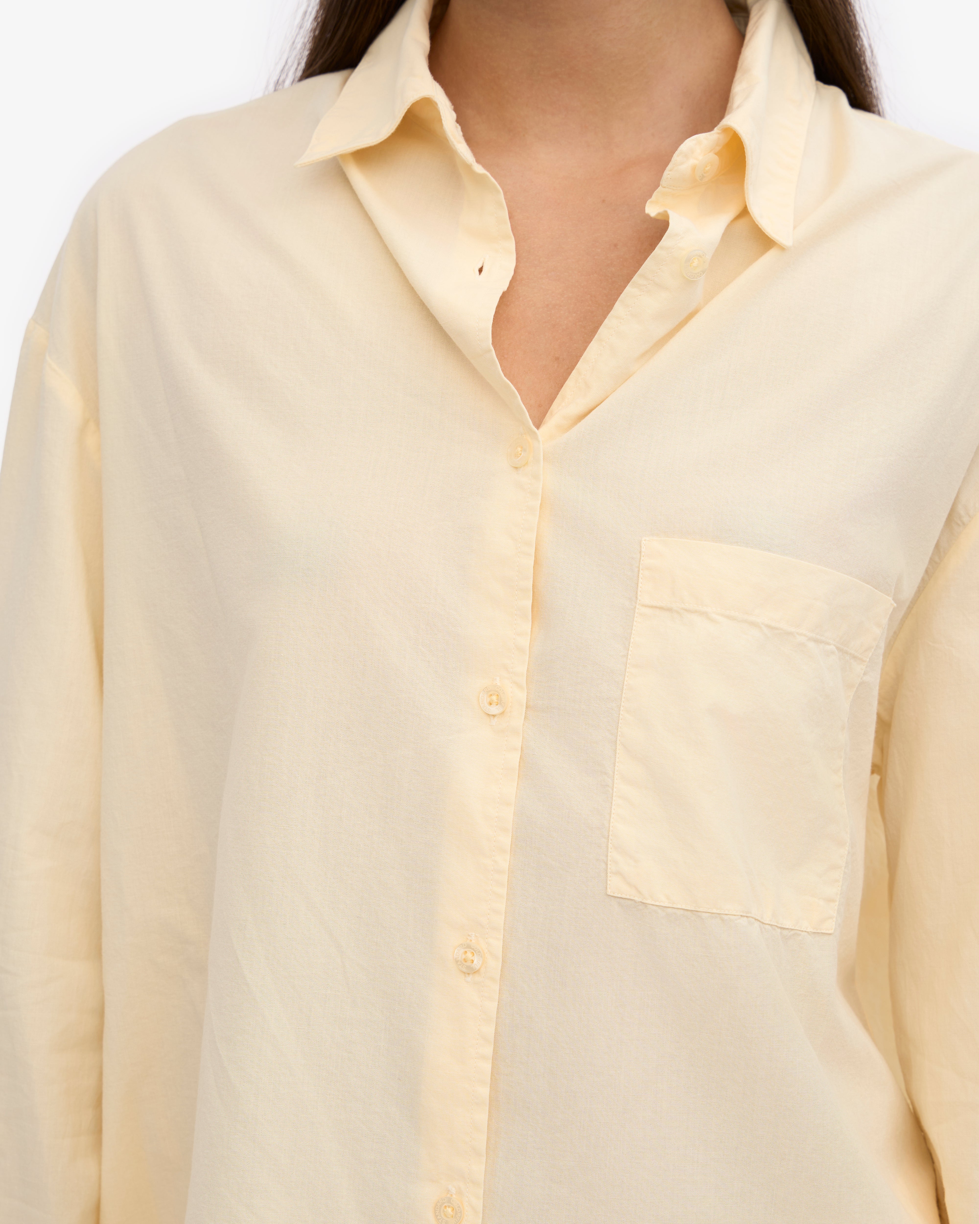Organic Oversized Shirt for Women - Soft Yellow Loose Fit Long Sleeve Blouse - Perfect for Casual Wear, Layering & Boho Fashion Outfits