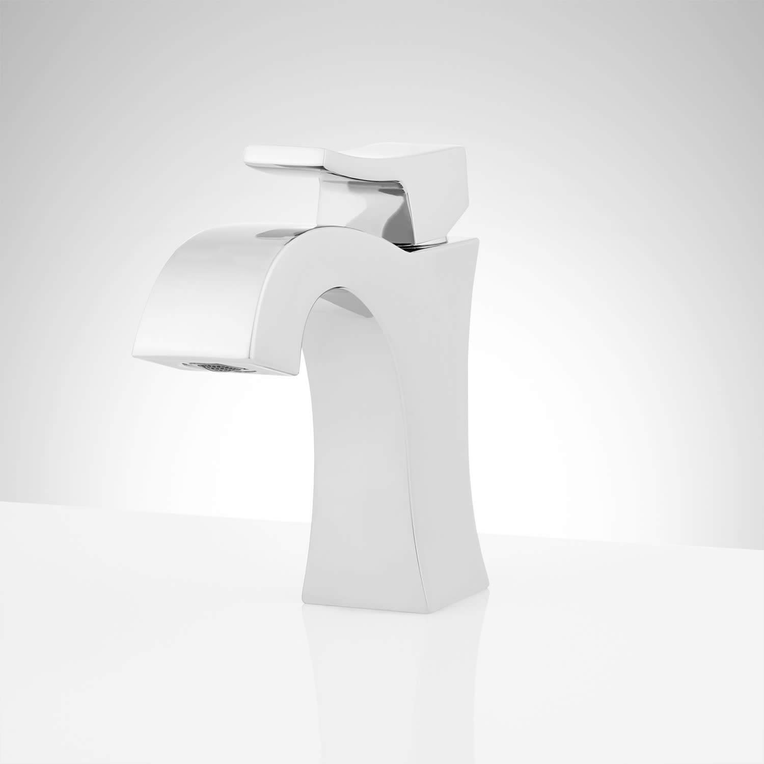 Signature Hardware 948583 Vilamonte 1.2 GPM Single Hole Bathroom Faucet with Metal Lever Handle & Pop-Up Drain - Modern Water-Saving Design for Vanity Sinks, Powder Rooms & Guest Bathrooms