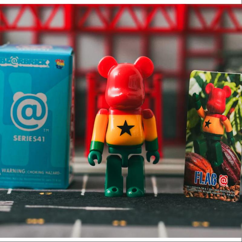 Bearbrick Series 41 FLAG GHANA AFRICA 100% Collectible Vinyl Art Toy - Limited Edition African Flag Design for Display & Collection - Perfect for Home Decor, Office Display, and Anime Fans Gifts