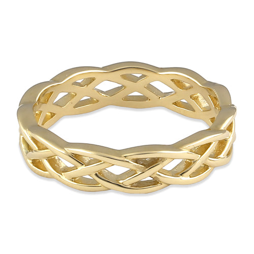 14K Solid Gold Celtic Knot Band Ring for Men & Women - Elegant Irish Wedding, Anniversary, and Gift Jewelry for Everyday Wear