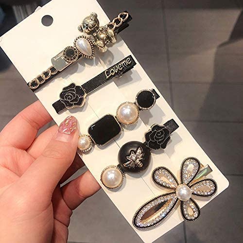 ASSU Korean Style Hair Clips - Elegant Pearl Rhinestone Metal Hairpins for Women & Girls (Pack of 5) | Perfect for Weddings, Parties & Daily Styling