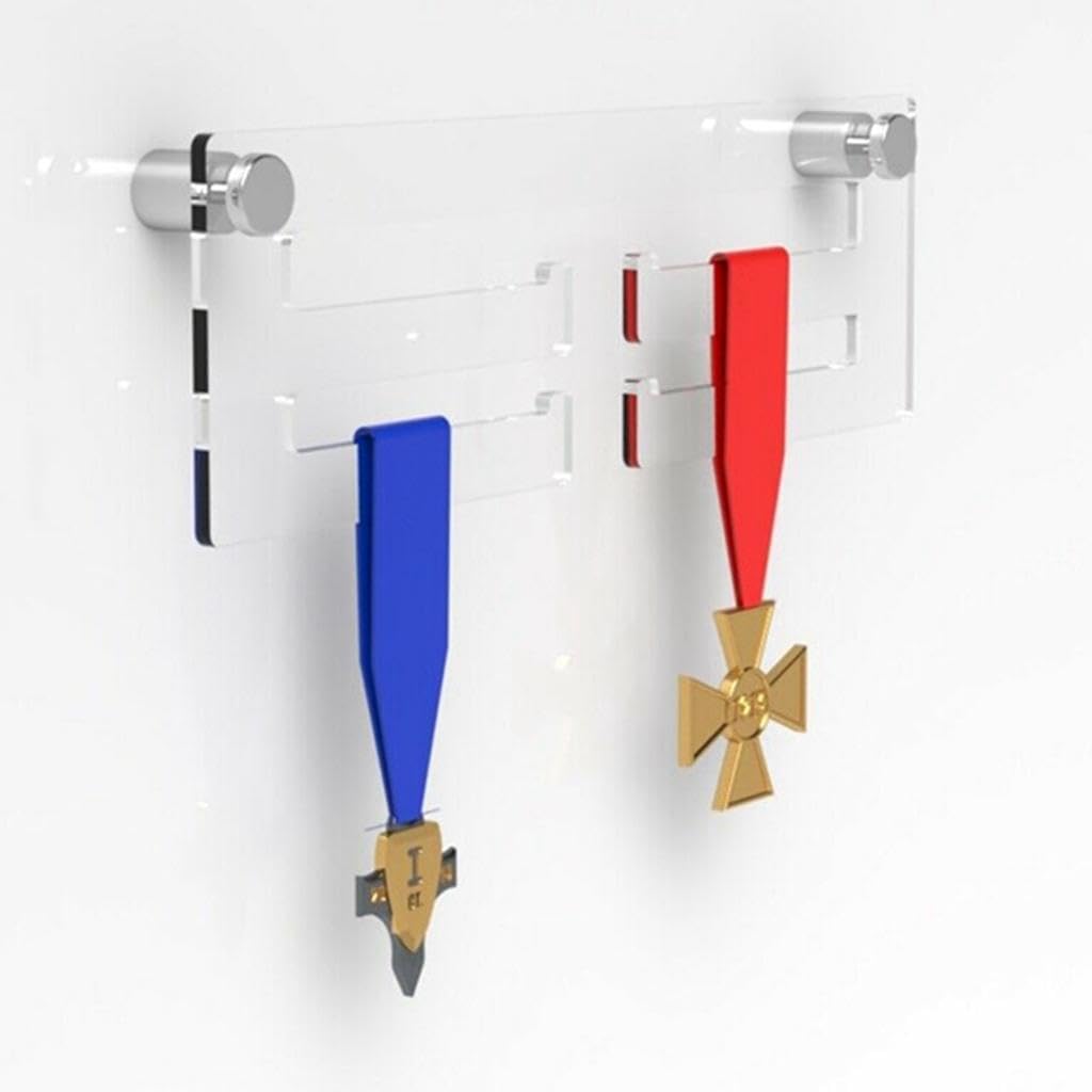 Luwecf Acrylic Medal Holder Display Rack - Wall Mount Medal Hanger for Awards & Trophies (3 Colors) - Perfect for Sports Trophies, Military Medals & Achievement Awards Display