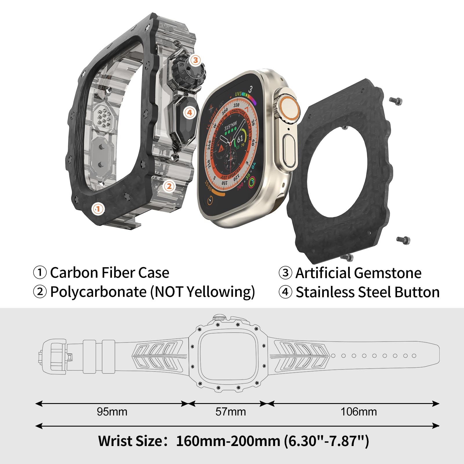 Premium Carbon Fiber Case & Fluorine Rubber Band for Apple Watch Ultra 2 (49mm) - Luxury Protective Cover & Replacement Strap for Men - Perfect for Workouts, Outdoor Adventures & Everyday Wear
