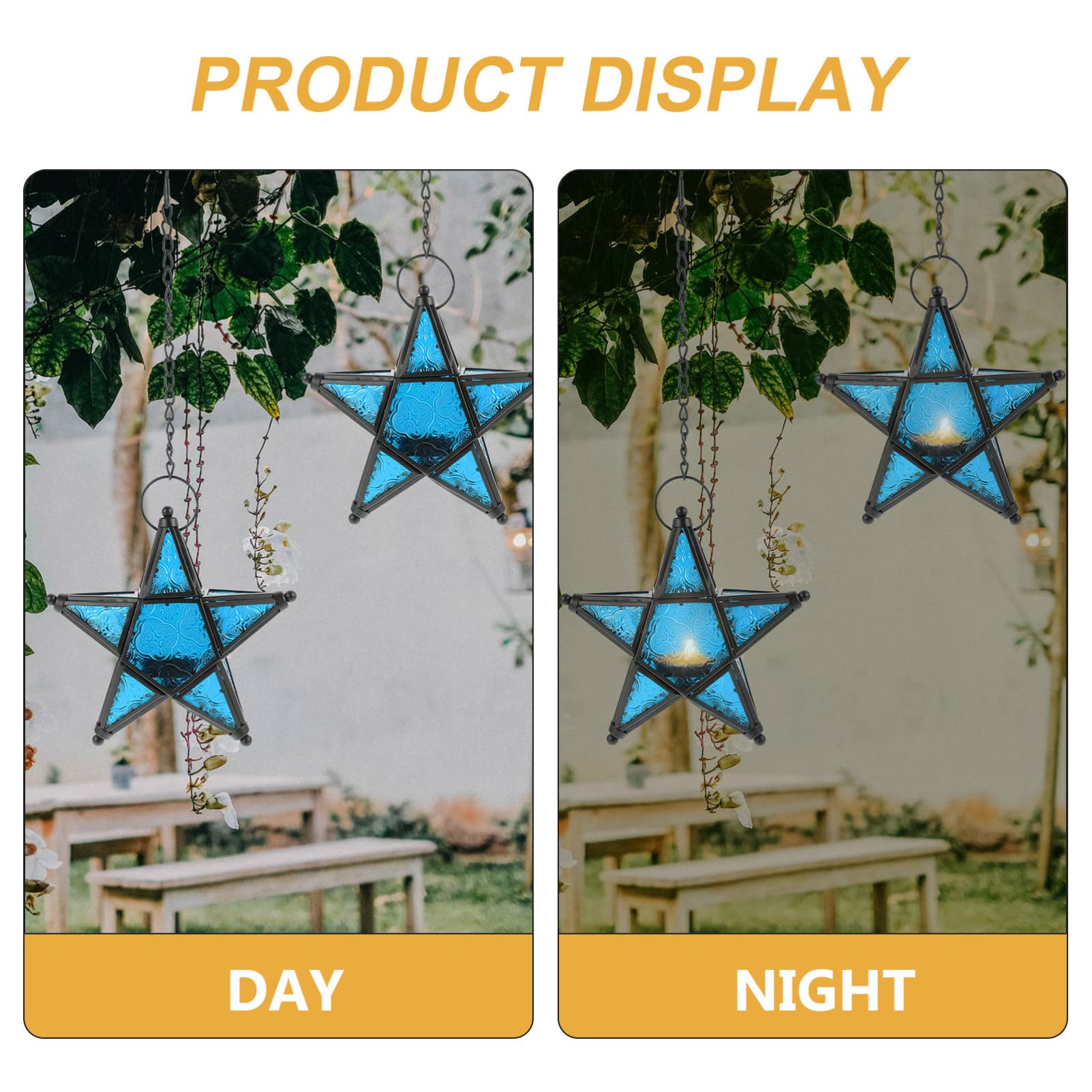 Elegant Star-Shaped Glass Candle Holder - Windproof Candle Stand with Hanging Chain for Home Decor, Wedding Centerpieces & Outdoor Parties - Exquisite Handcrafted Candle Base Container