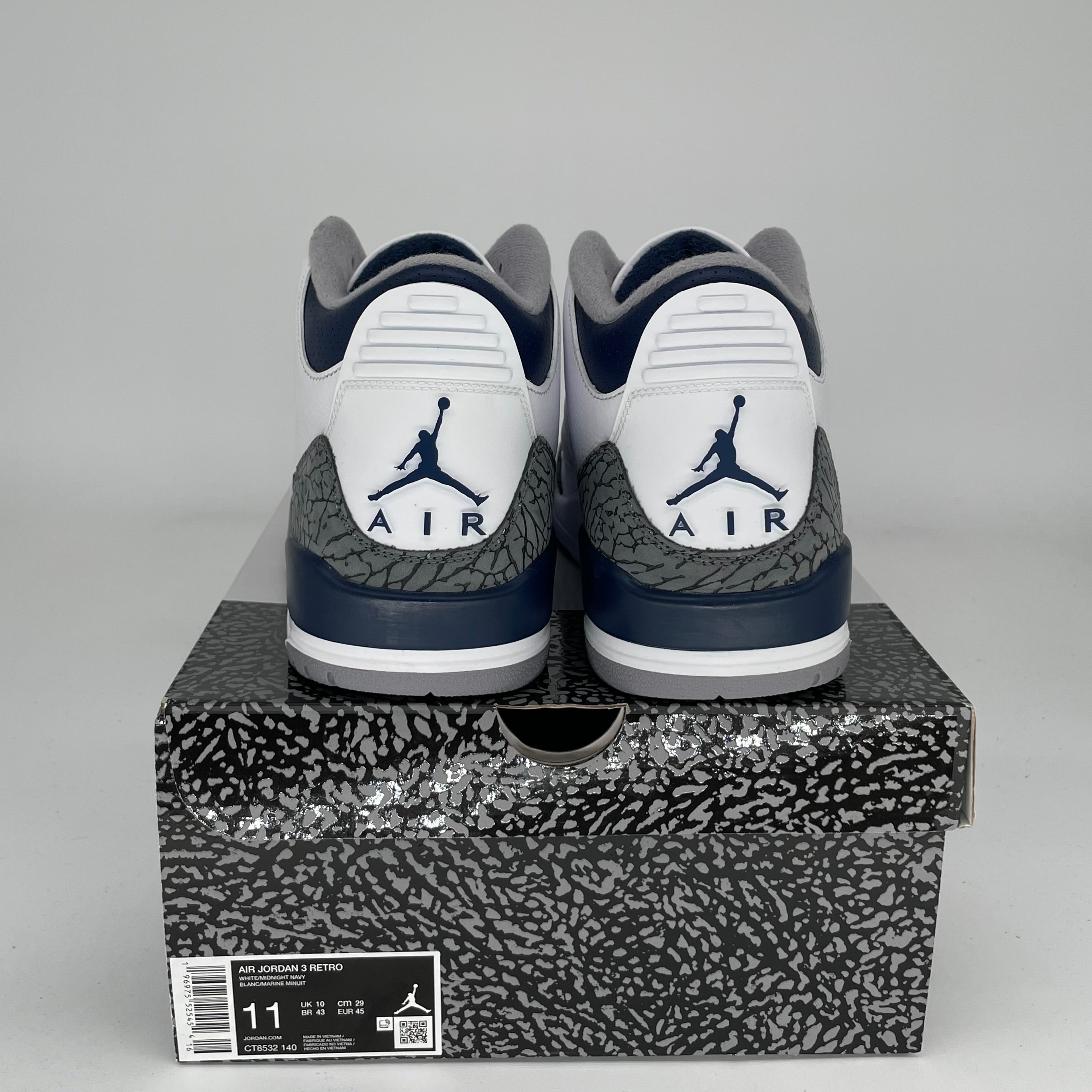 AIR JORDAN 3 Retro Midnight Navy Men's Basketball Shoes Size 11 - CT8532-140 | Authentic Sneakers for Streetwear, Sports & Casual Outfits