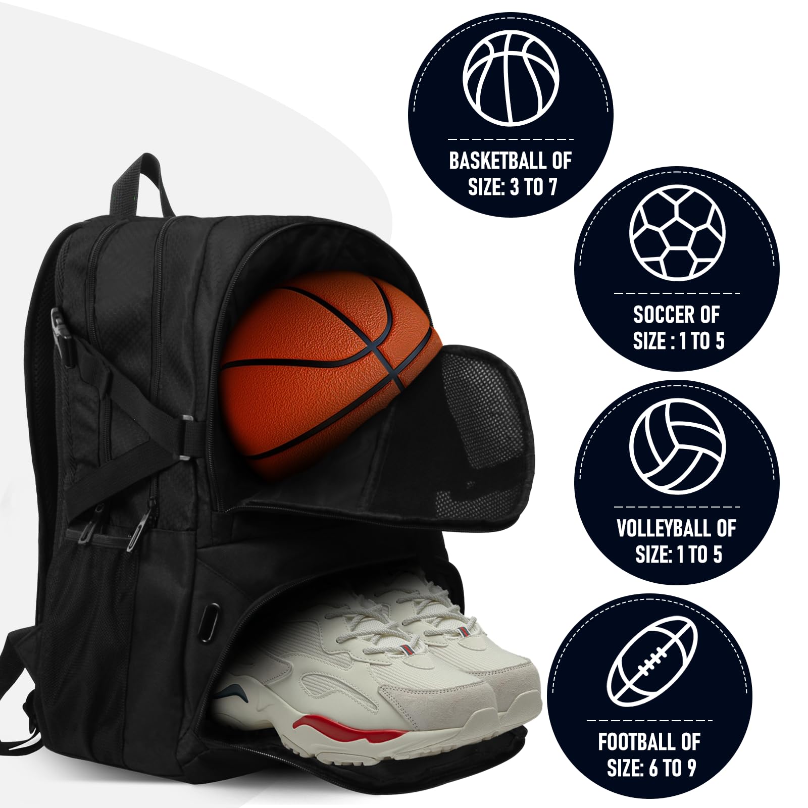 **Waterproof Basketball Backpack with Large Shoe & Ball Compartment – 30L Sports Equipment Bag for Men & Women – Perfect for Gym, Soccer, Volleyball, Travel & Outdoor Activities**