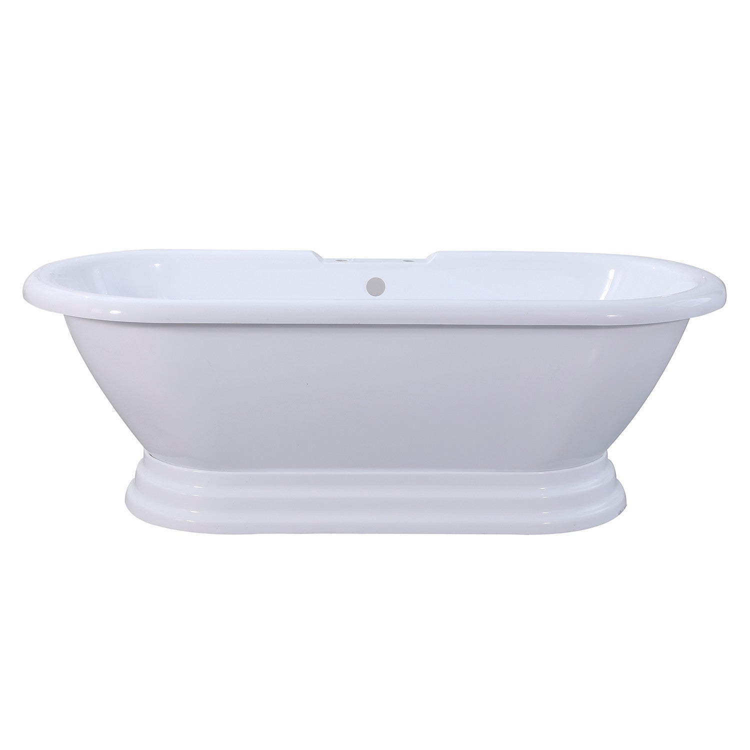 Aqua Eden 67-Inch Glossy White Acrylic Oval Double-Ended Pedestal Bathtub with 7-Inch Faucet Drillings - Perfect for Luxury Bathrooms & Spa Retreats