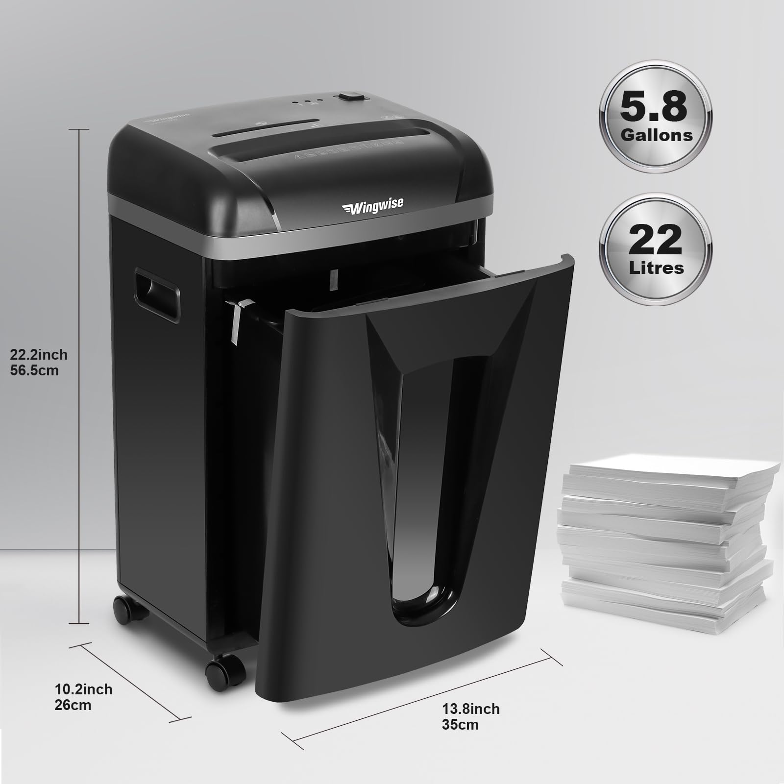 High-Security Micro-Cut Paper Shredder for Home & Office - P-5 Model with 2x12mm Cut Size, 9-Sheet Capacity, 2.4m/min Speed | Shreds CDs, Credit Cards | 5.8 Gallon Bin | 58dB Quiet Operation | Perfect for Confidential Document Destruction & Identity Protection