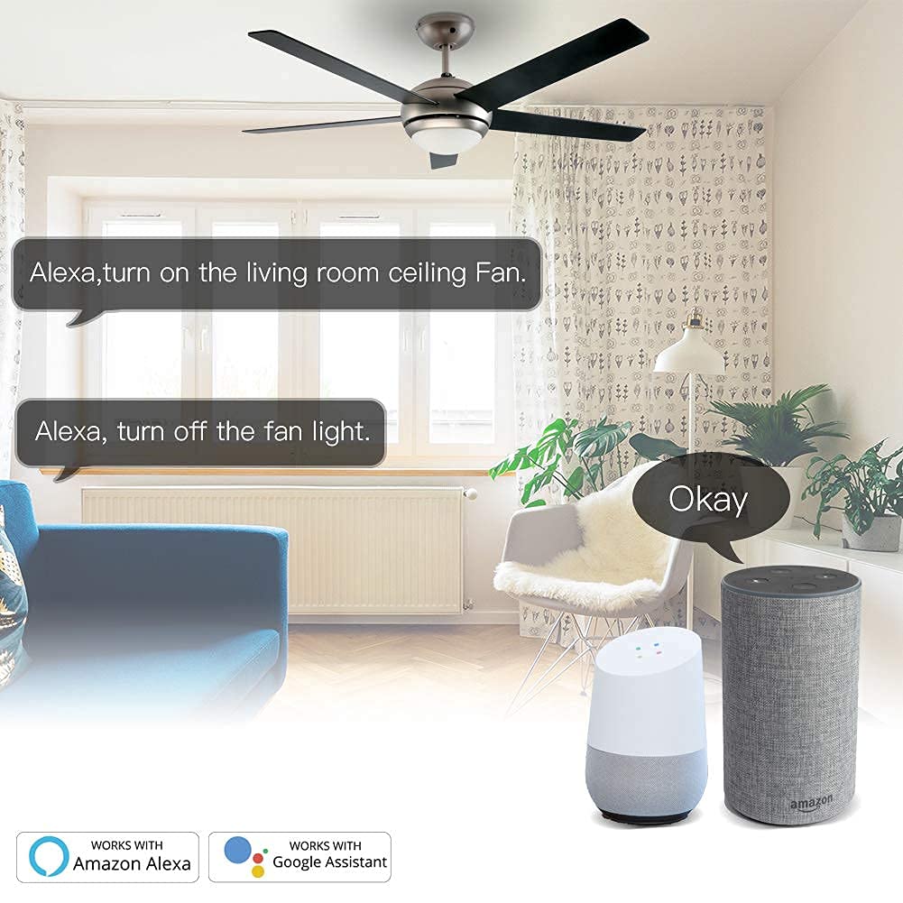 MOES WiFi Smart Ceiling Fan Light Wall Switch - Tuya/Smart Life App Control, Works with Alexa & Google Home, No Hub Needed (Neutral Wire Required, White) | Perfect for Bedroom, Living Room & Smart Home Automation