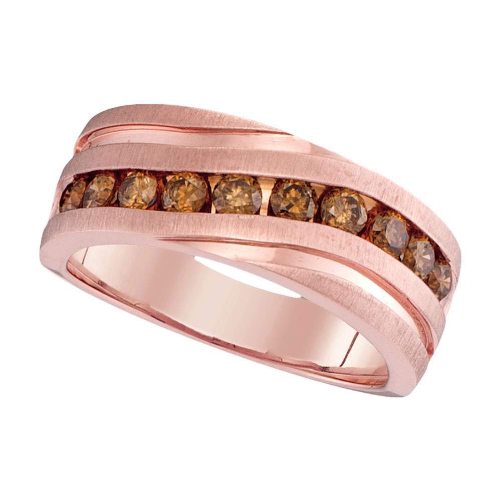 10K Rose Gold Men's Round Diamond Wedding Band Ring - 1.00 CTTW Single Row Grooved Design, Size 10 - Perfect for Engagement, Anniversary & Special Occasion Gifts
