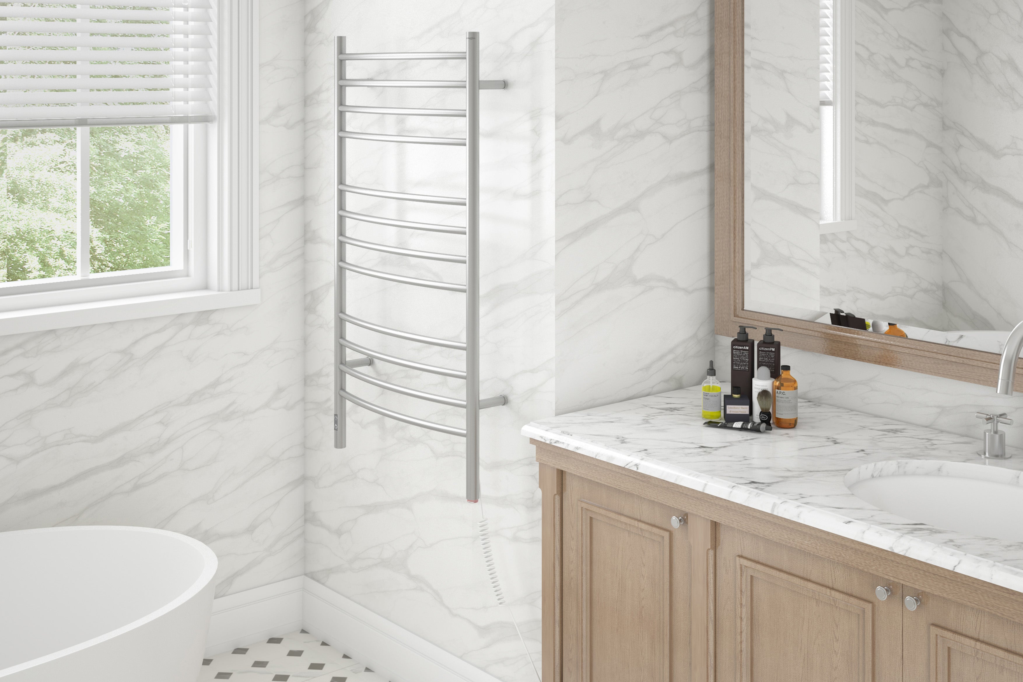 12 Bar Dual Wall Mount Towel Warmer with Integrated Timer - Brushed Stainless Steel - Perfect for Bathrooms, Spas & Luxury Hotels