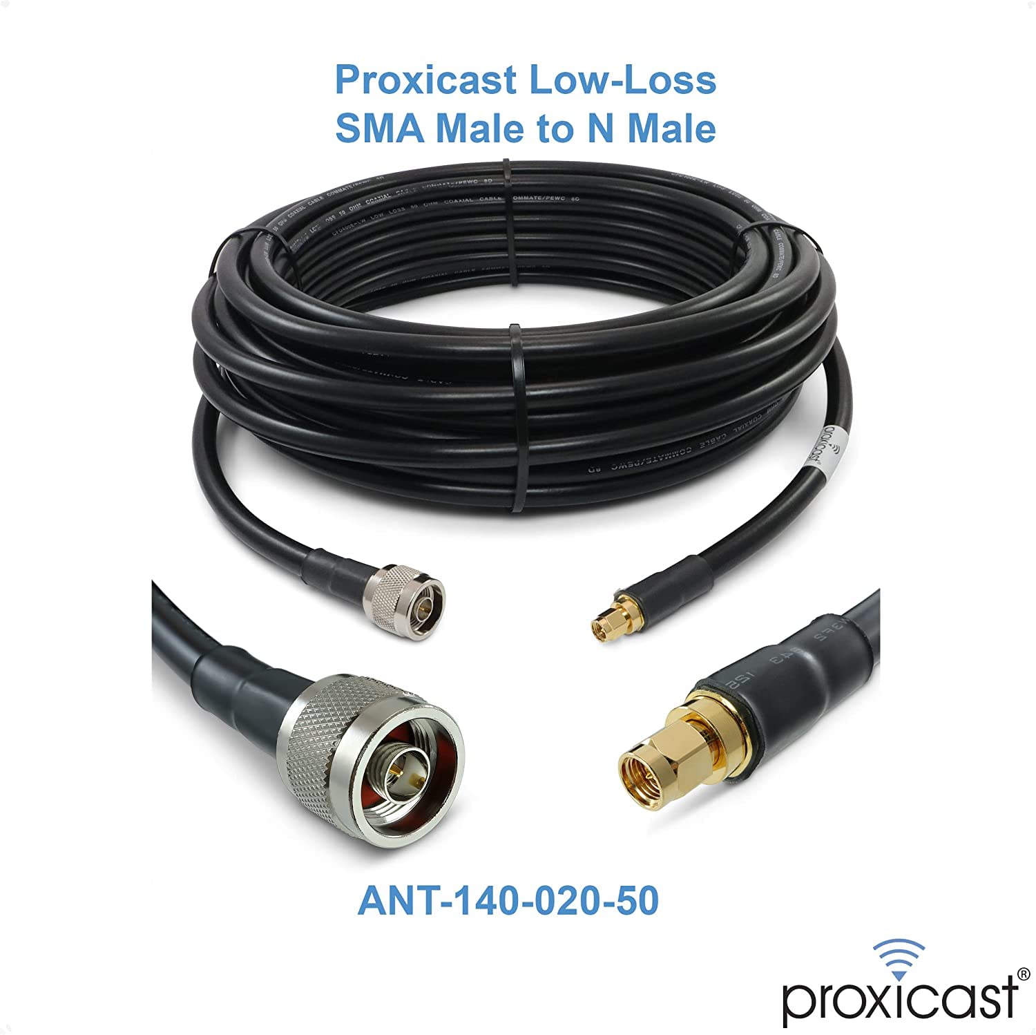 Proxicast 10 dBi High-Gain 4G/5G/WiFi Omni-Directional Antenna with 50ft Professional Coaxial Cable & Mounting Tape Kit (ANT-126-002-BDL-50) - Boost Cellular Signal for Home, Office, RV & Outdoor Use