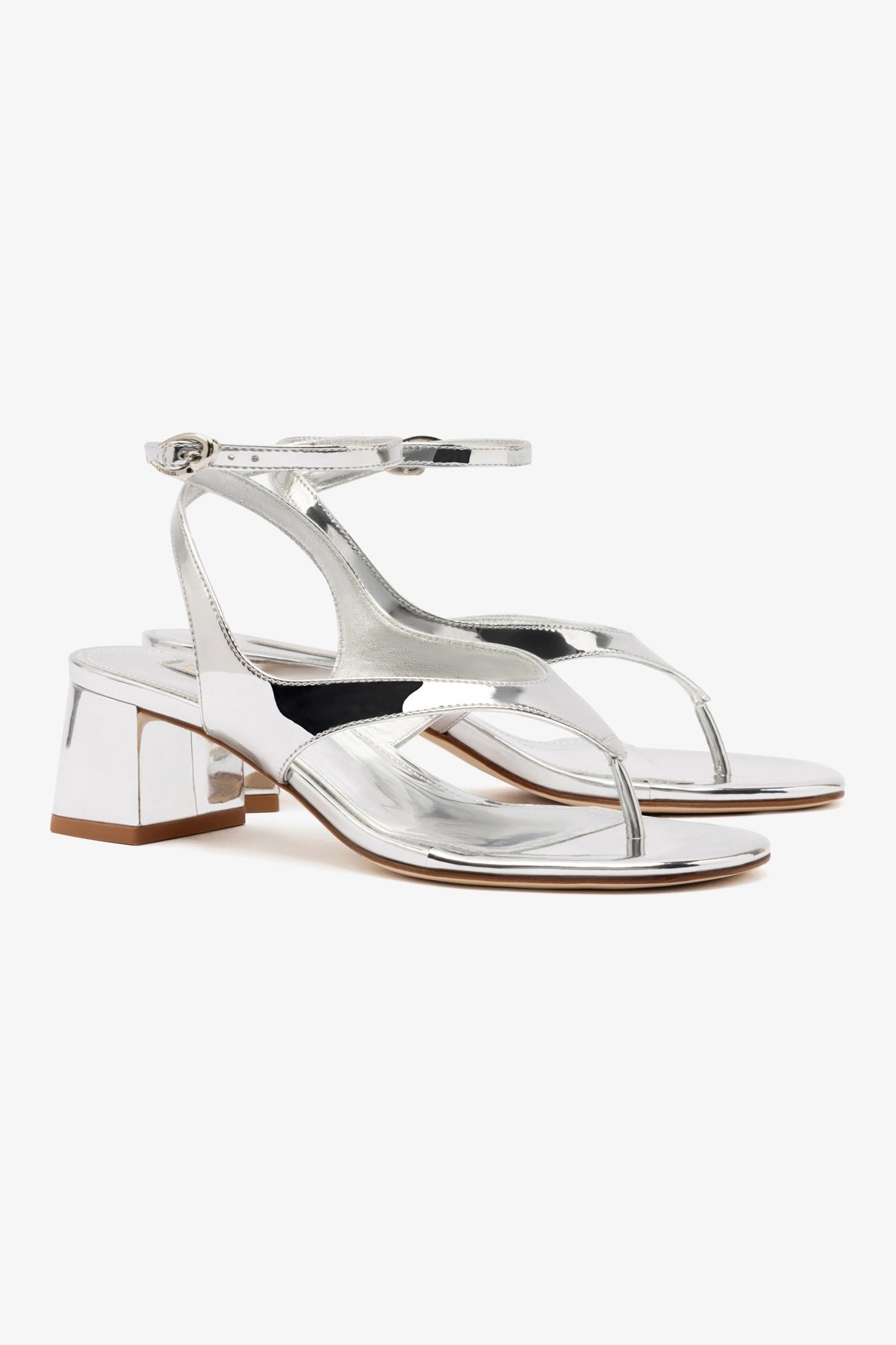 Gaia Block Sandal Women's Metallic Silver Mirror Heels - Perfect for Summer Weddings, Beach Vacations & Night Out Parties