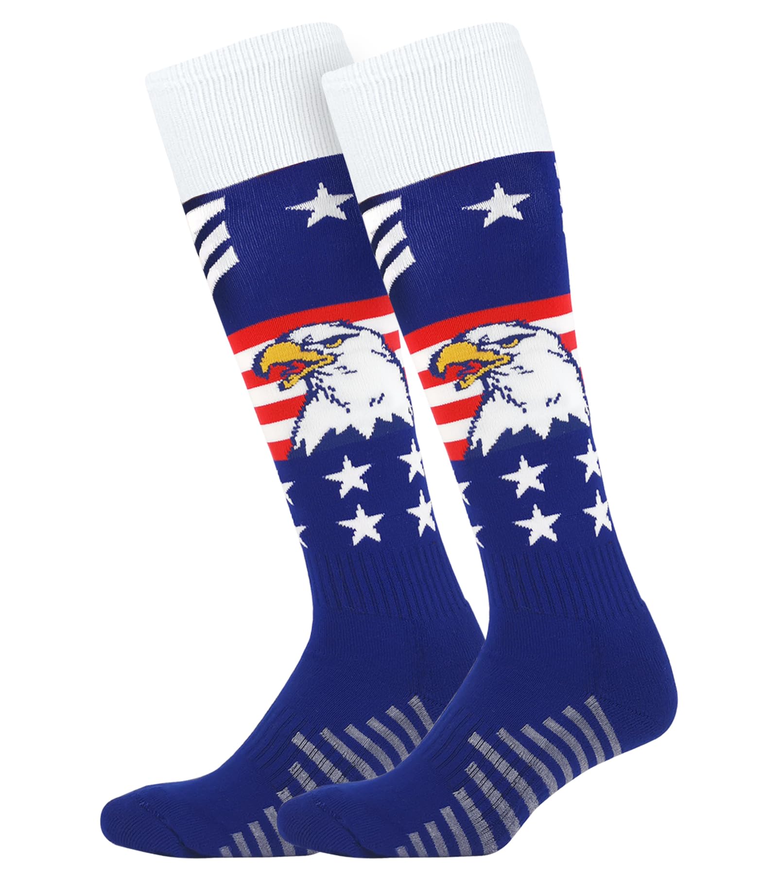 American Flag Eagle Knee High Socks - Athletic Over the Calf Compression Socks for Men & Youth Boys - Baseball, Softball, Football Sports Socks (Eagle 07-M) - Perfect for Game Day, Training & Patriotic Outfits