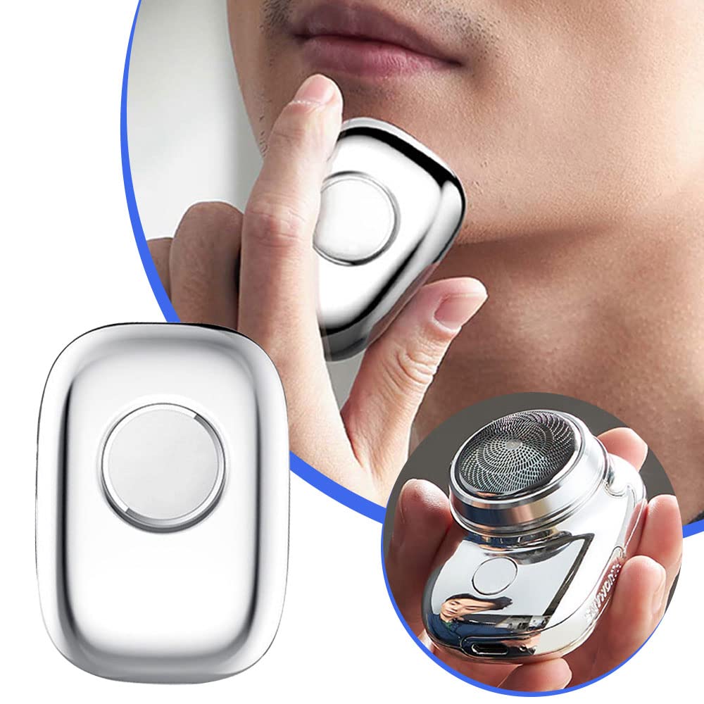 2023 Upgraded Mini-Shave Portable Electric Shaver - Rechargeable Travel Razor for Men, Pocket-Sized Washable Beard Trimmer with USB Charging | Perfect for Business Trips, Gym Bags & Daily Shaving (White)