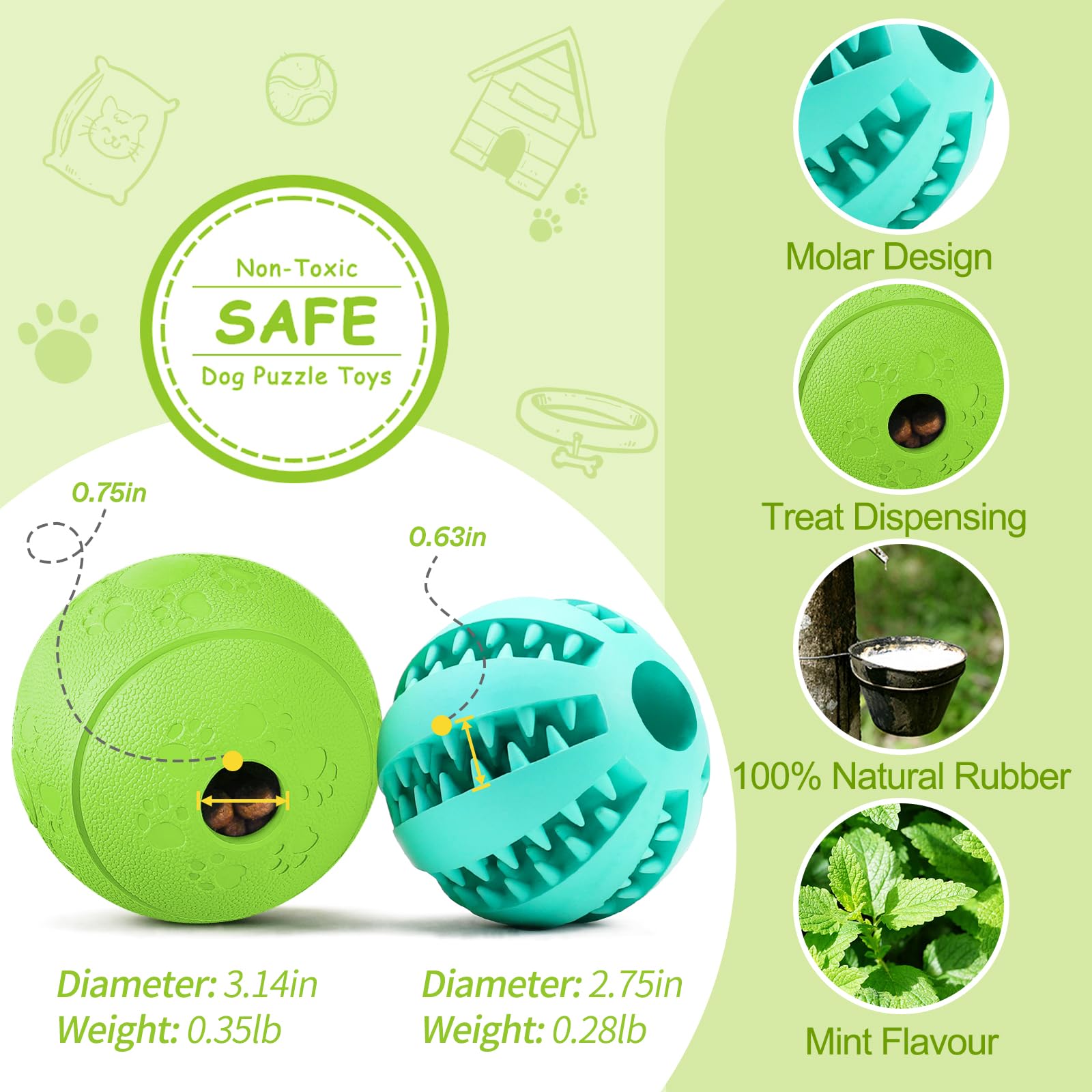 HIPPIH 2 Pack Interactive Dog Puzzle Toys - Treat Dispensing, Teething Relief & IQ Training for Puppies & Dogs (Blue 2.75