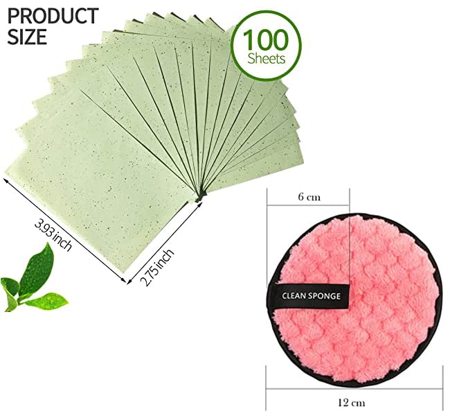 **Reusable Makeup Remover Sponge Pads - Deep Cleansing Facial Wipes with Oil Absorbing Sheets | Oil Control Blotting Paper for Oily Skin | Perfect for Travel, Gym & Daily Skincare Routine**