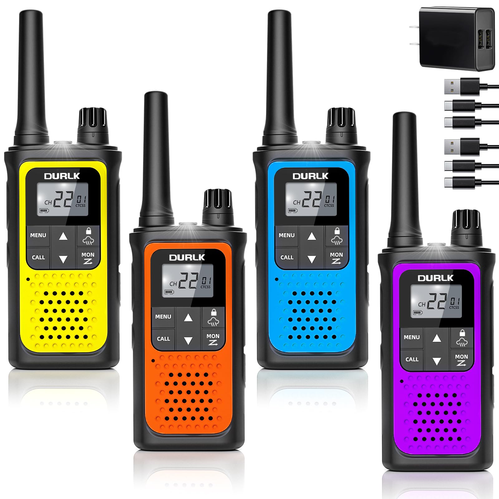 Rechargeable Long Range Walkie Talkies 4 Pack - 22 FRS Channel 2 Way Radios with NOAA Weather Alert, 1800mAh Li-ion Battery & USB-C Charger for Adults - Perfect for Hiking, Camping, Cruises, and Outdoor Adventures