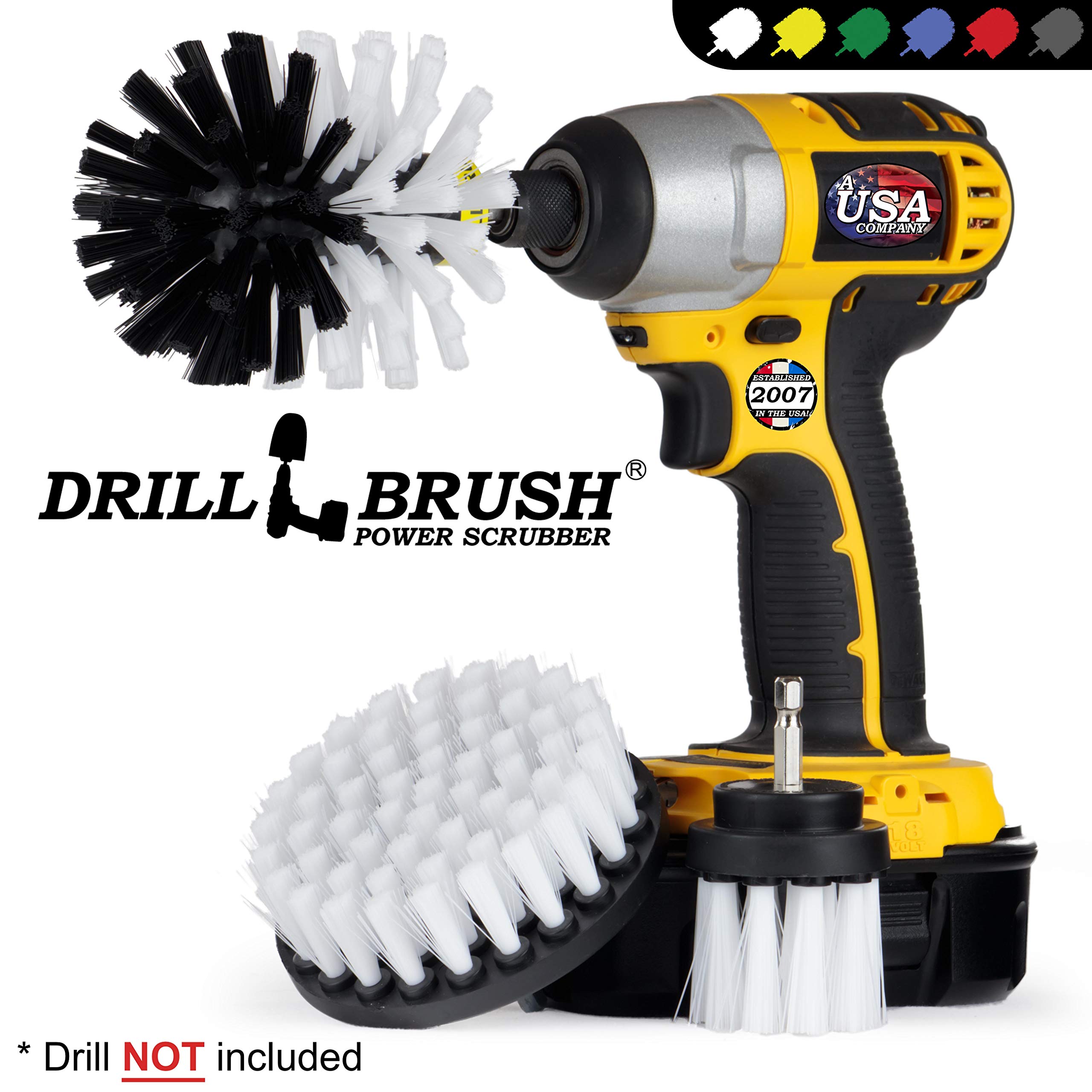 Power Drill Brush Attachment Set - Multi-Surface Cleaning Brush for Drill, Glass, Carpet & Wheels | Car Detailing Kit & Interior Cleaning Tools for Home, Auto & Workshop Use