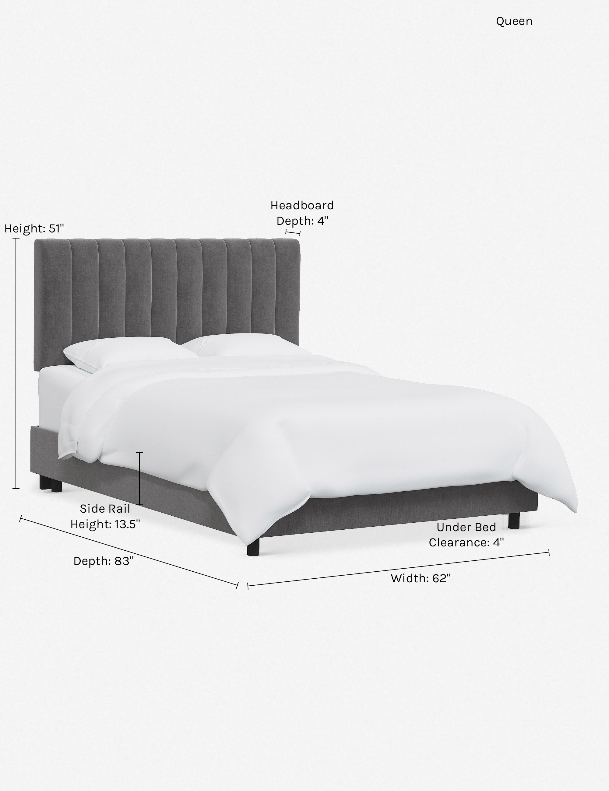 Stylish and Comfortable Aliyah Bed - Queen Size Platform Bed Frame with Upholstered Headboard - Perfect for Modern Bedrooms, Guest Rooms & Small Spaces
