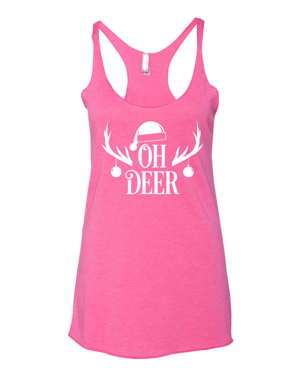 Oh Deer Reindeer Santa Christmas Tri-Blend Racerback Tank Top for Women - Festive Holiday Party Outfit & Casual Wear