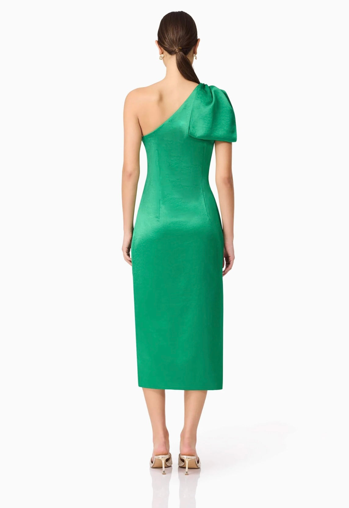 Ameera Green Asymmetrical Midi Dress - Elegant Women's Party Cocktail Dress for Evening Events & Special Occasions