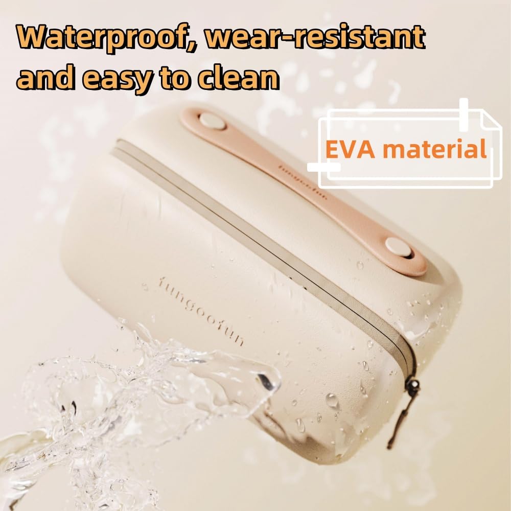 EVA Travel Makeup Bag - Large Capacity Waterproof Cosmetic Organizer for Women & Girls - Perfect for Makeup, Skincare, Chargers & Eyeliners - Ideal for Travel, Gym & Daily Use (White, Small Size)