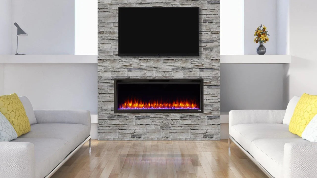 SimpliFire Allusion 50-Inch Platinum Electric Fireplace - Modern Black (SF ALLP50 BK) for Living Room, Bedroom & Office Heating