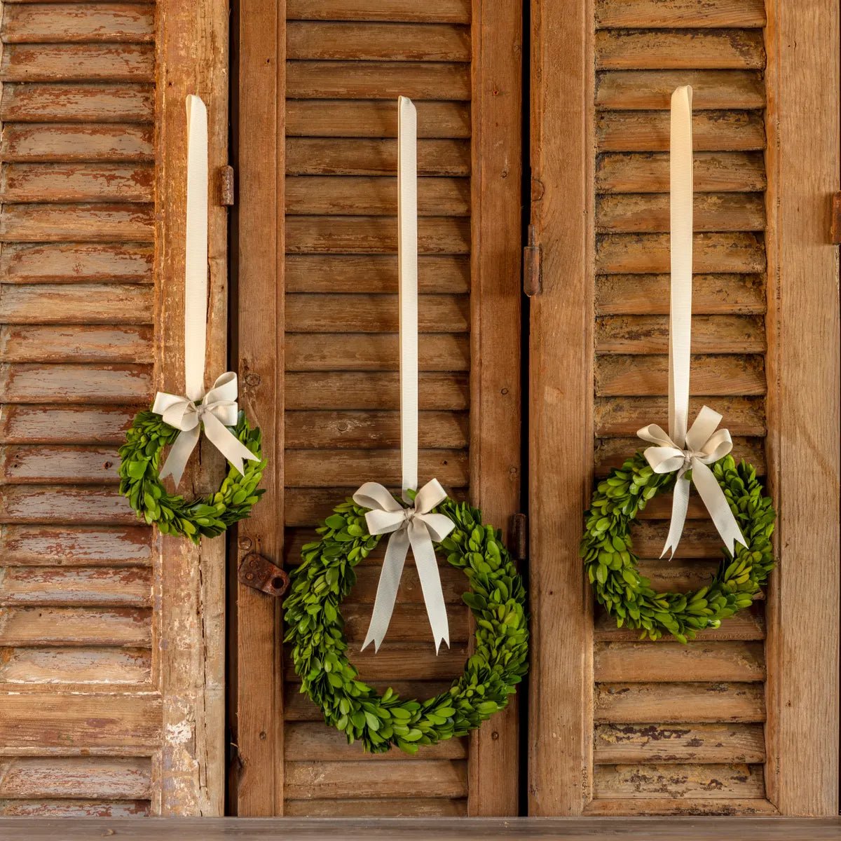 Premium Boxwood Wreaths with Decorative Ribbon Set - Elegant Home Decor for Front Door, Wall, and Holiday Season