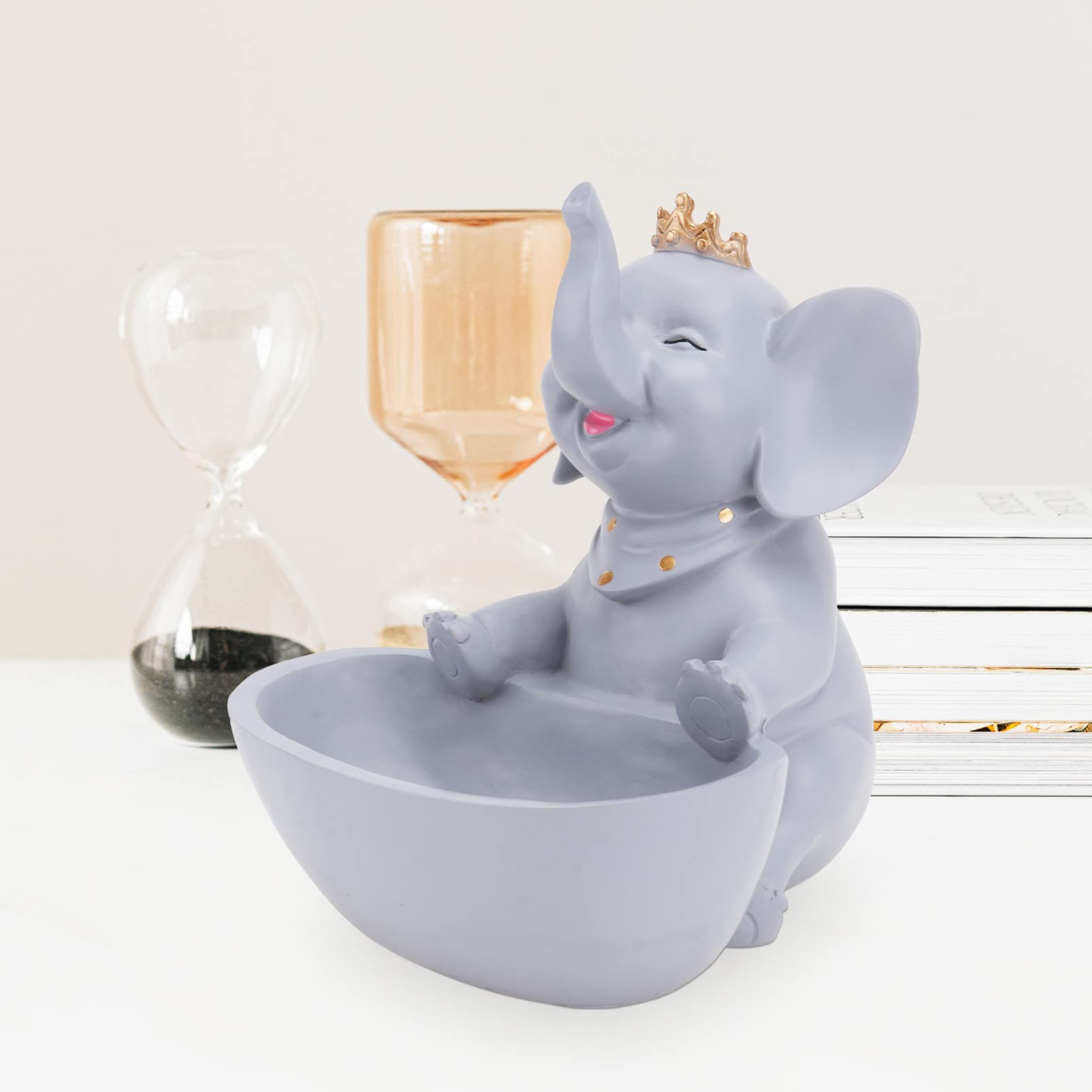 VICASKY Decorative Resin Elephant Candy Box - Key Tray, Jewelry Organizer, Home & Entryway Decor for Living Room, Bedroom, and Office Desktop