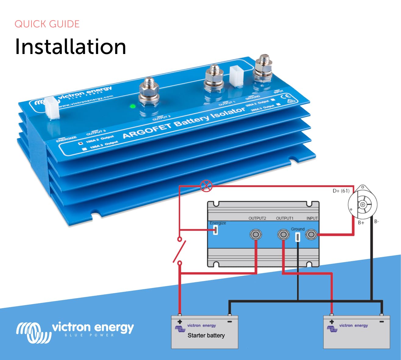 Victron Energy Argofet 100-2AC Battery Isolator - 100A Dual Battery Charging System for RVs, Boats & Marine Applications | 12V/24V DC Power Management Solution