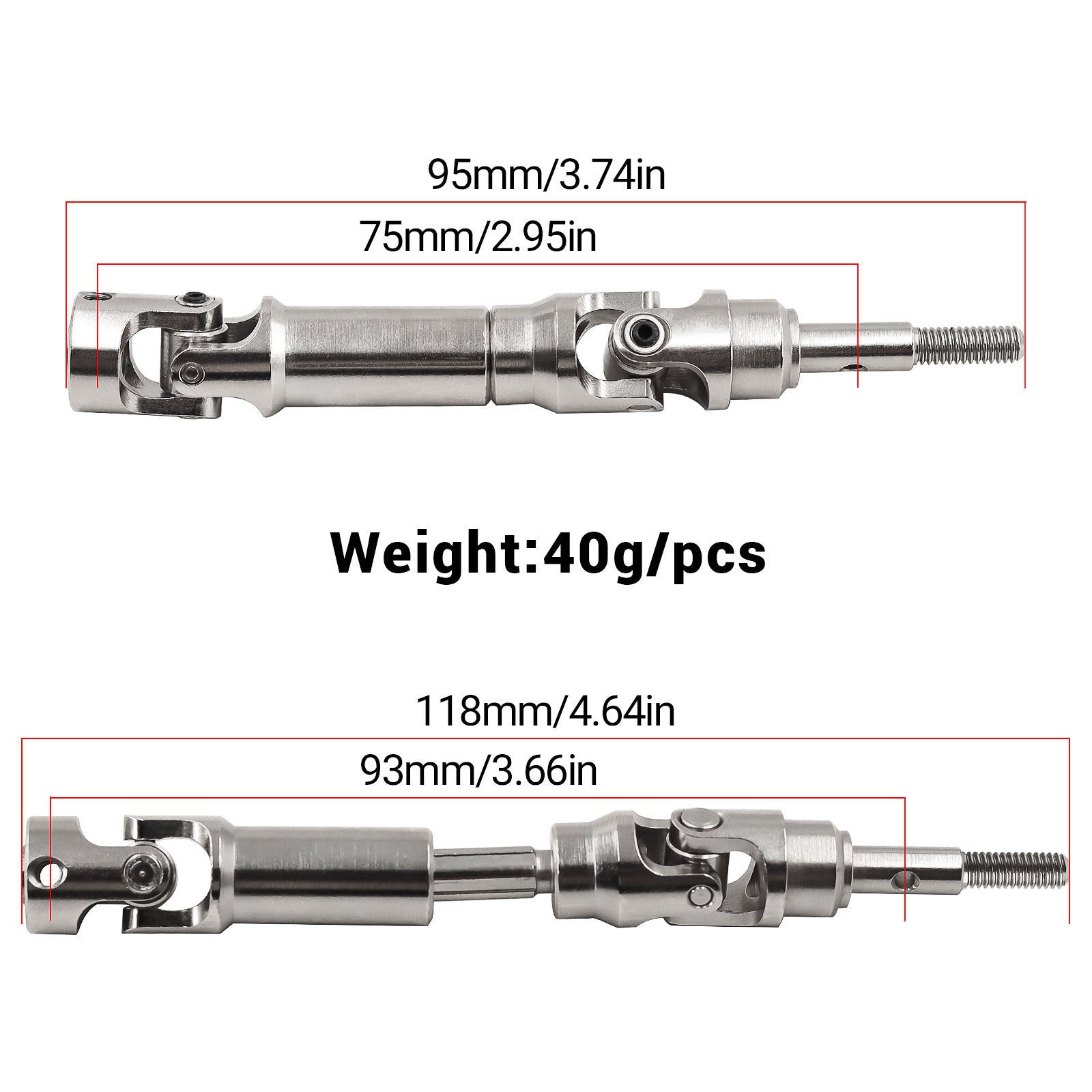 Traxxas Mini Maxx Steel CVD Drive Shafts with Coupler W245 (Front & Rear) - High-Performance RC Car Upgrade Parts for Off-Road Racing and Bashing