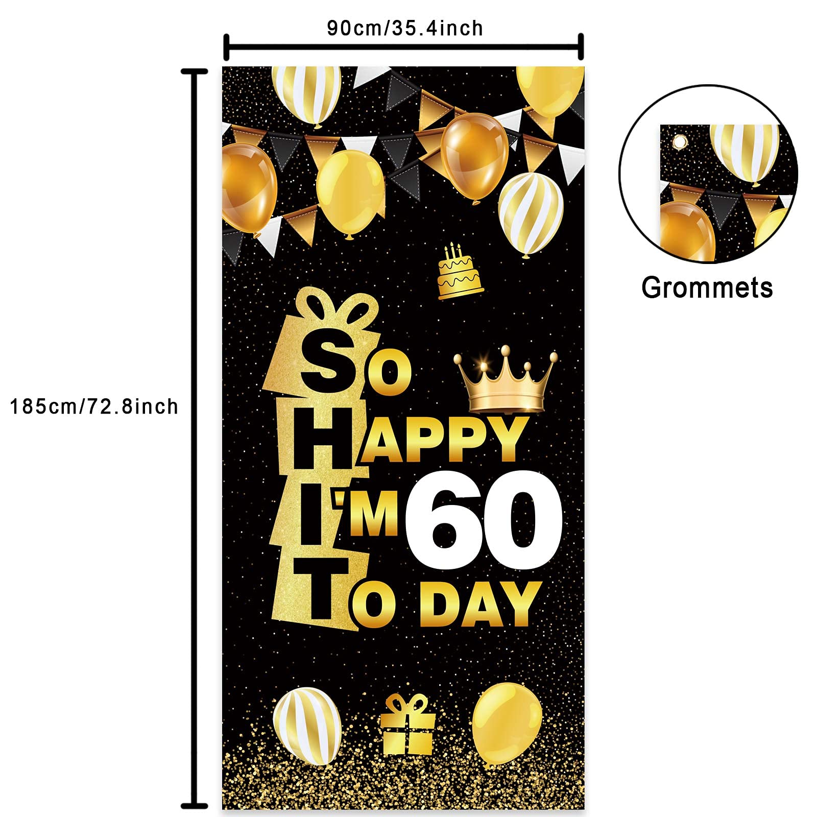 Happy 60th Birthday Banner & Confetti Decorations - Cheers to 60 Years Black & Gold Party Supplies for Men & Women | Perfect for 60th Birthday Celebrations, Milestone Parties & Retirement Decor