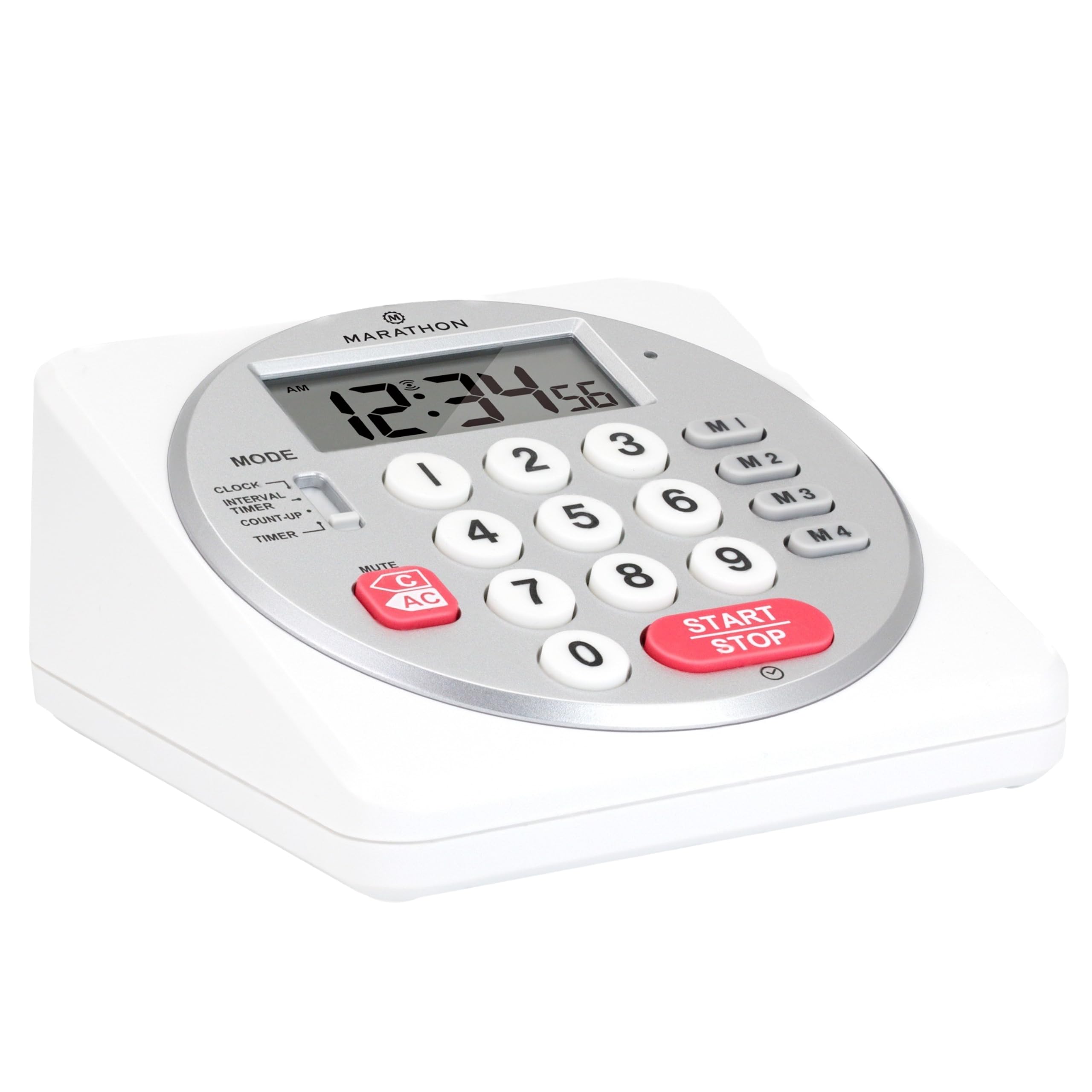 Marathon 100-Hour Digital Countdown Timer with Large LCD Display - Loud Alarm, Clock Function - Includes 2 AA Batteries - Perfect for Kitchen Cooking, Classroom, Office Meetings & Sports Training