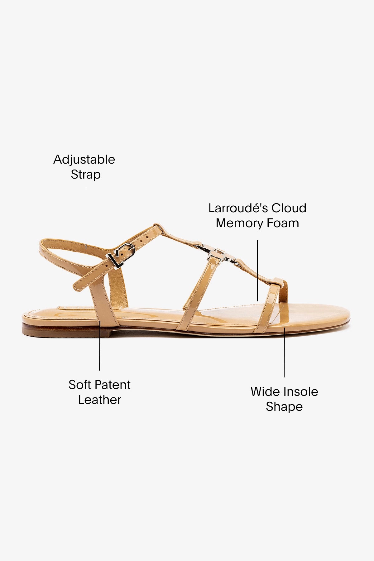 Hana Flat Shoes in Tan Patent Leather - Comfortable & Stylish Women's Ballet Flats for Work, Office & Casual Wear