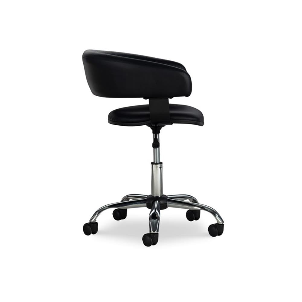 UrbanPro Black & Chrome Faux Leather Office Chair with Gas Lift & Wheels - Ergonomic Desk Chair for Home & Office Workspace