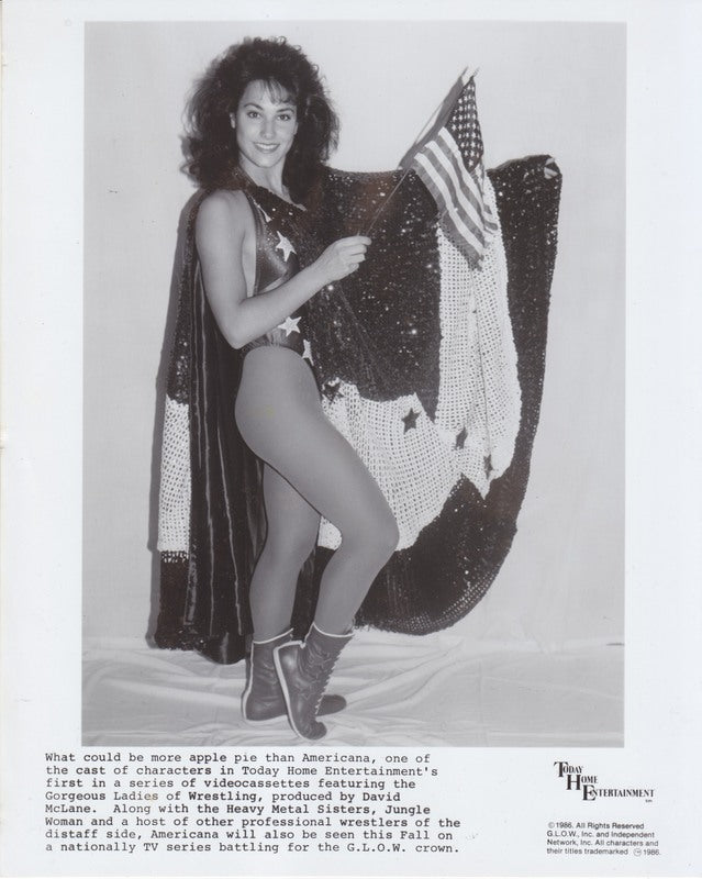 1986 GLOW Americana Vintage TNT Press Promo Photo - Rare Collectible Memorabilia for Wrestling Fans & 80s Nostalgia Lovers - Perfect for Display, Framing, and Gift Giving