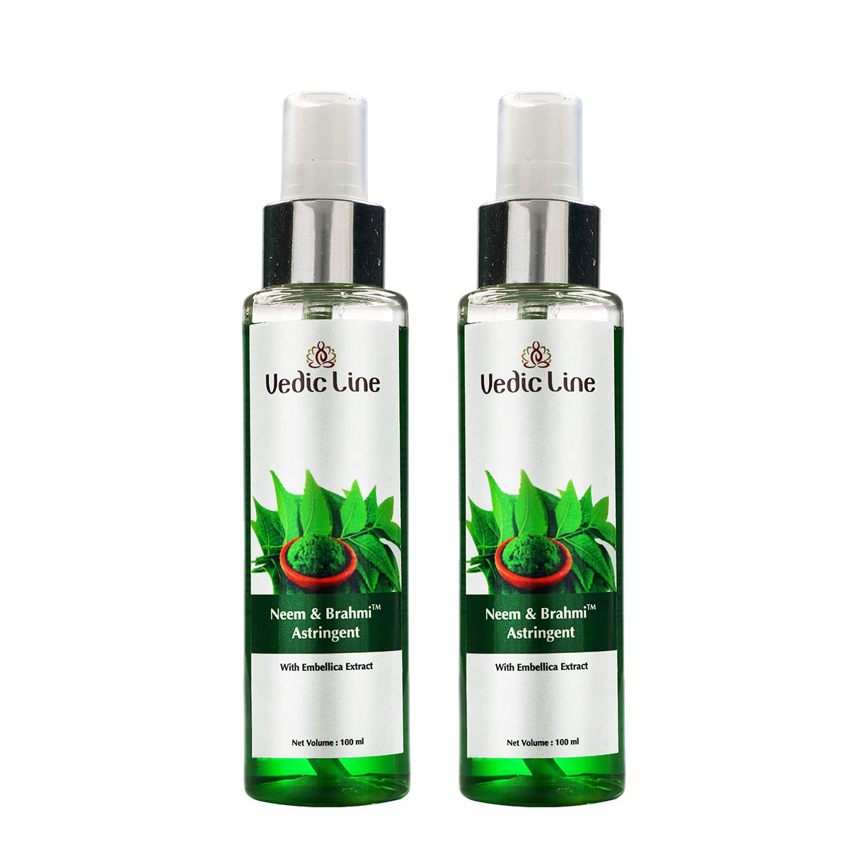 Vedicline Neem & Brahmi Astringent for Dark Spots & Acne Treatment - With Emblica Extract for Healthy Skin Care (200ml, Pack of 2) | Perfect Valentine's Gift for Clear & Glowing Skin | Ideal for Daily Skincare Routine & Blemish Control