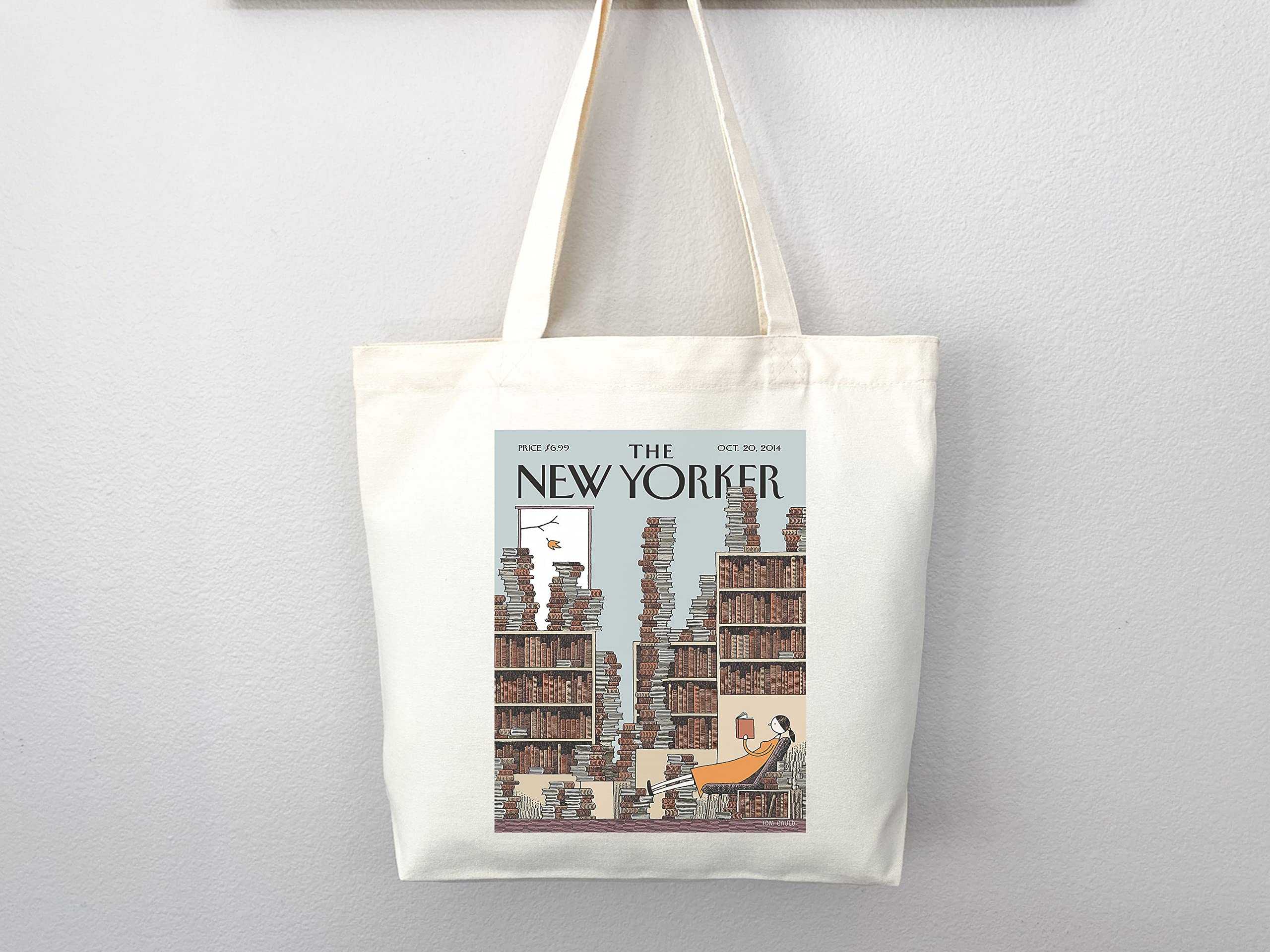 Stylish New Yorker Magazine Tote Bag - Artistic NYC Themed Canvas Shopper for Everyday Use, Work, Grocery Shopping & Beach Trips
